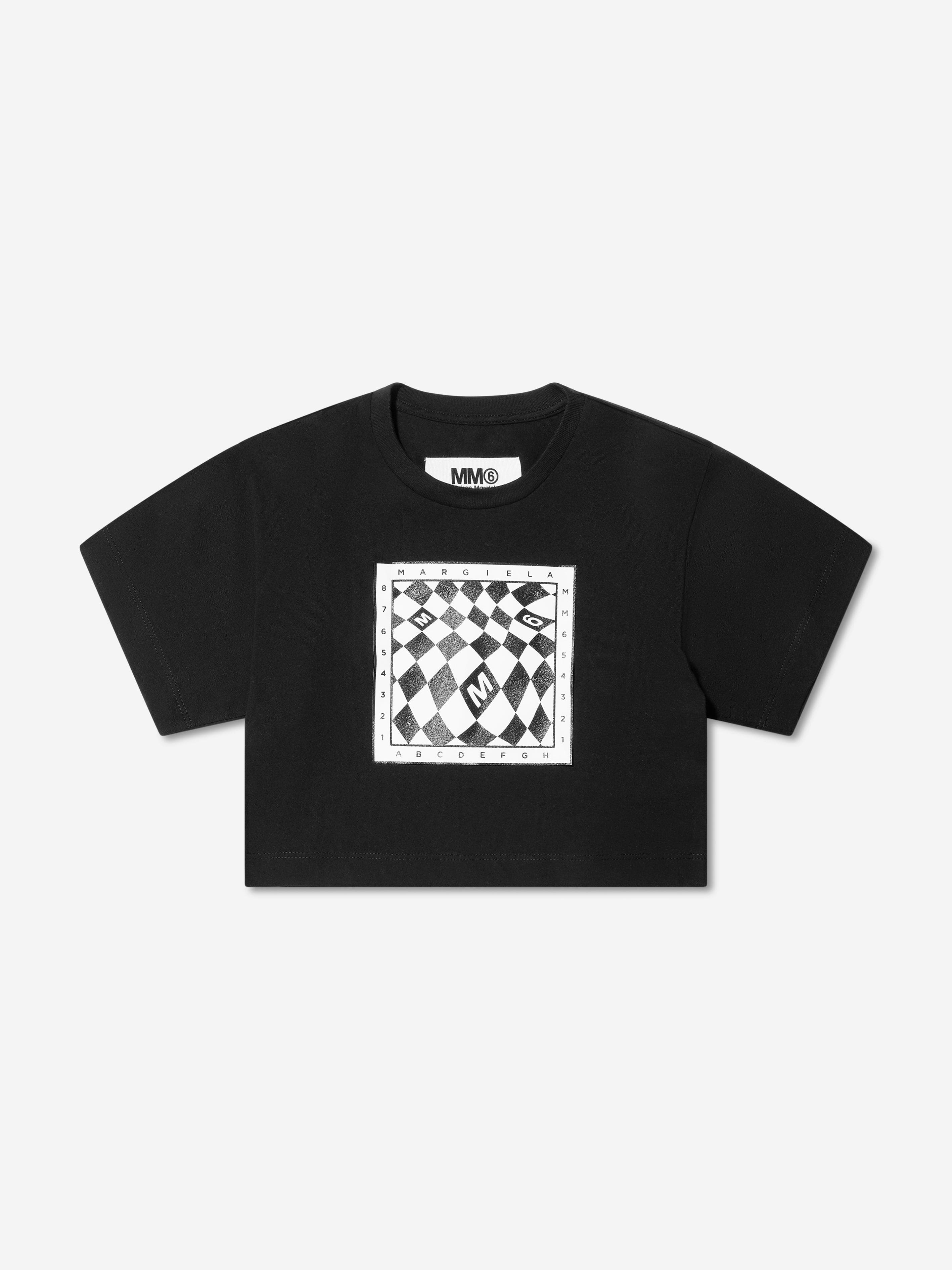 MM6 Maison Margiela Kids Cropped Logo Print T-Shirt In Black Pices Cheap Pice