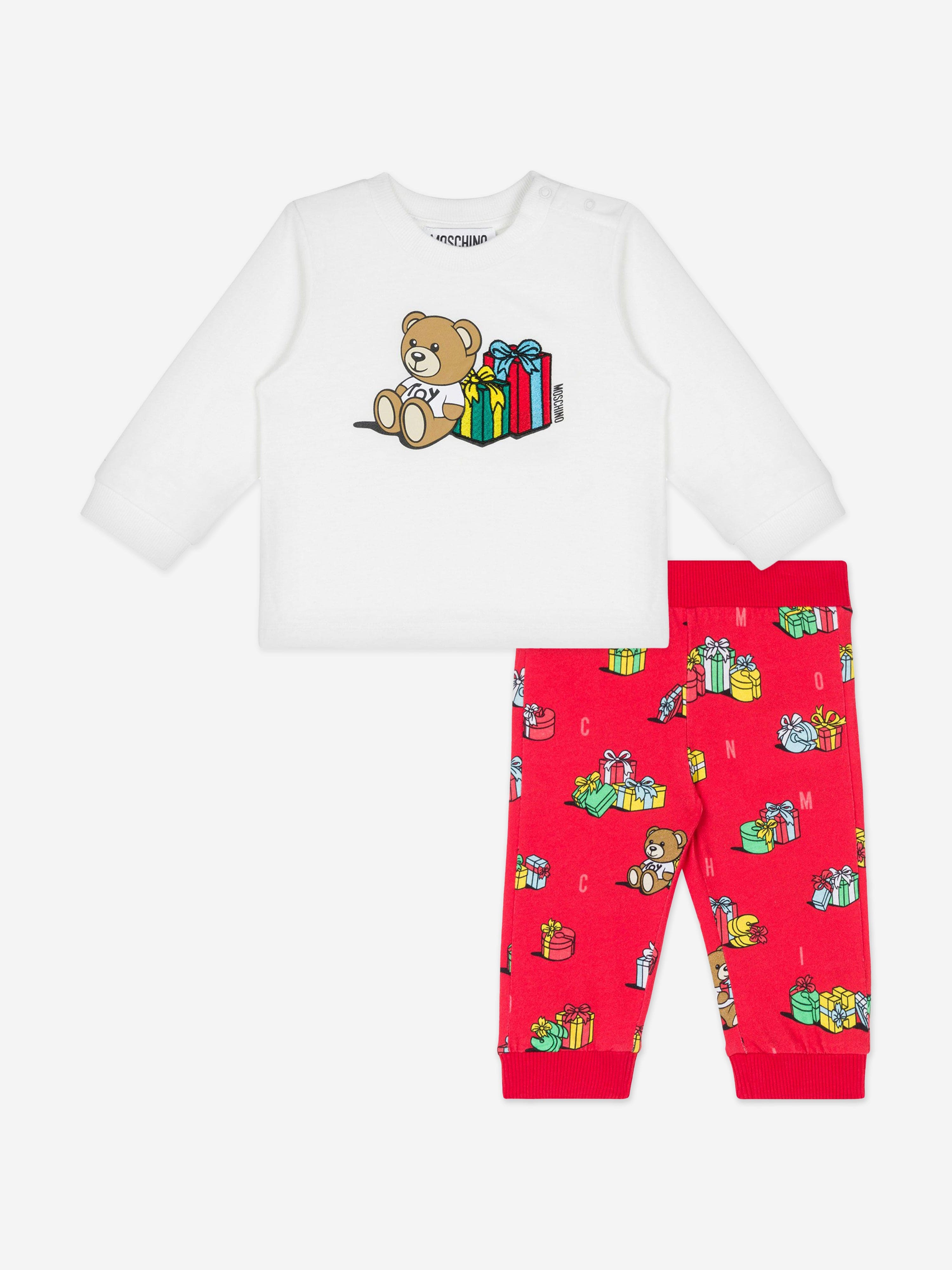 Moschino Baby Xmas Bear Trouser Set in Multicolour Discount Best Store To Get