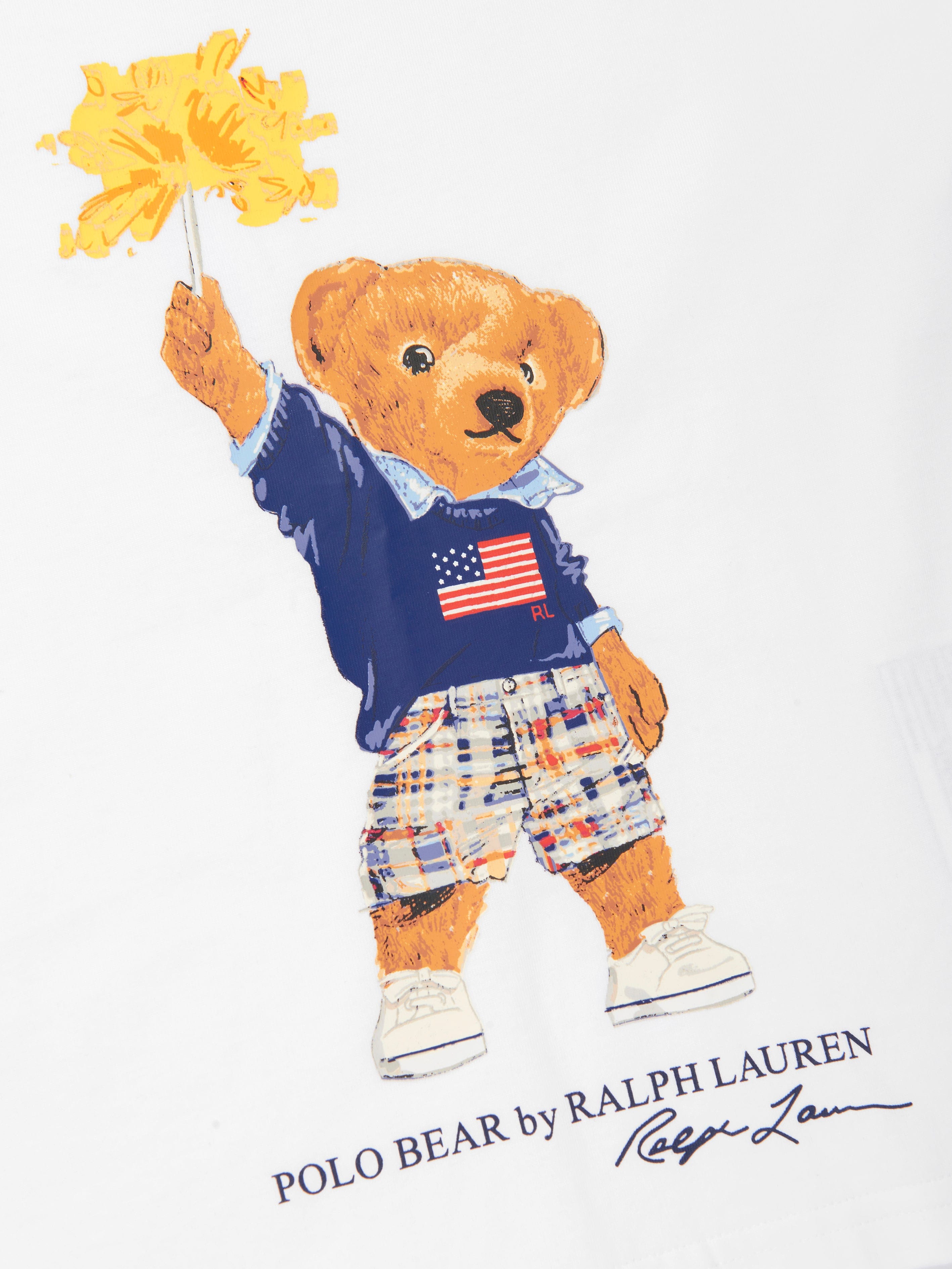 Ralph Lauren Boys Sparkle Bear T-Shirt in White Amazon Sale Online