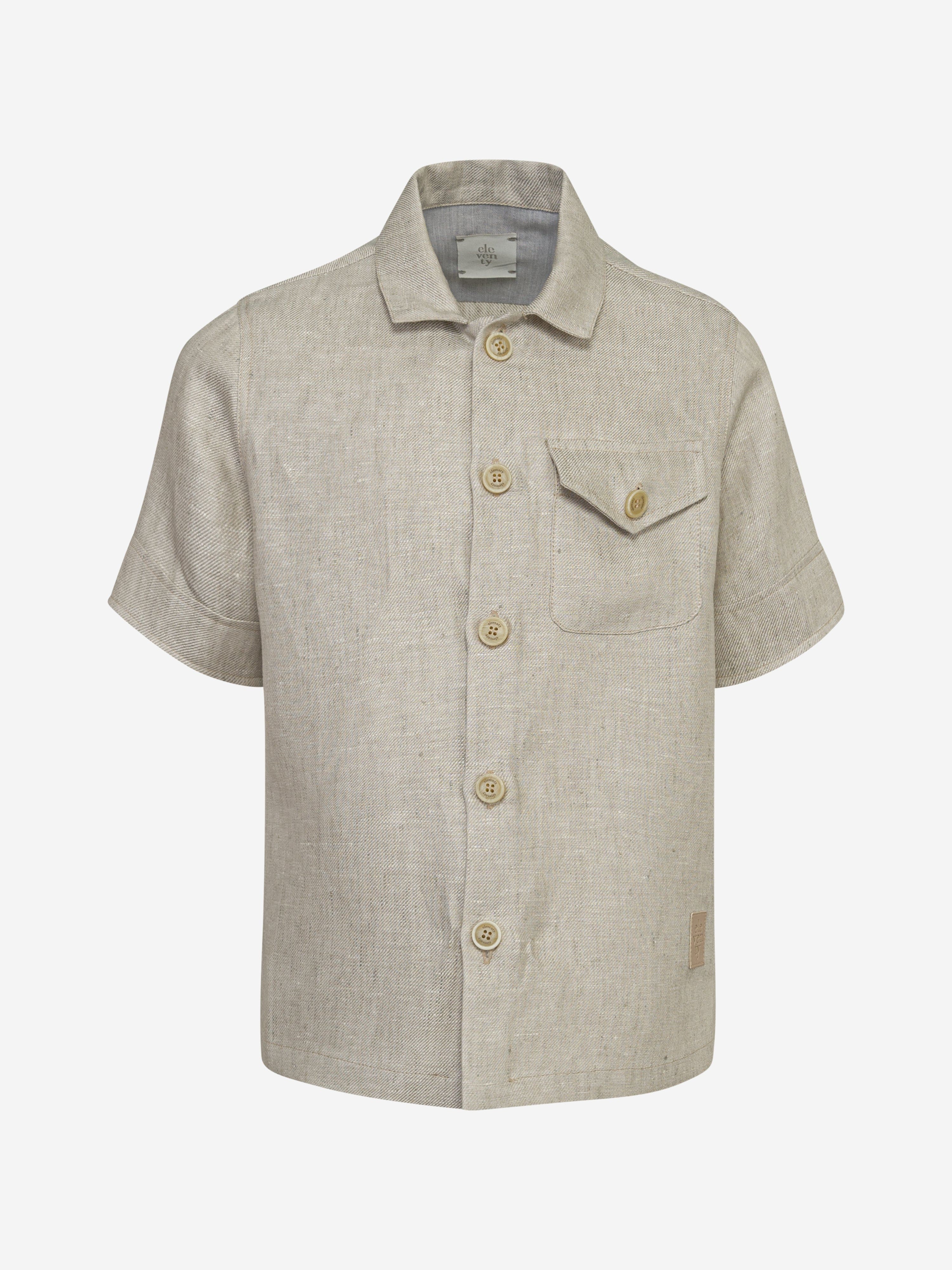 Eleventy Boys Linen Pocket Shirt in Beige Outlet Nicekicks