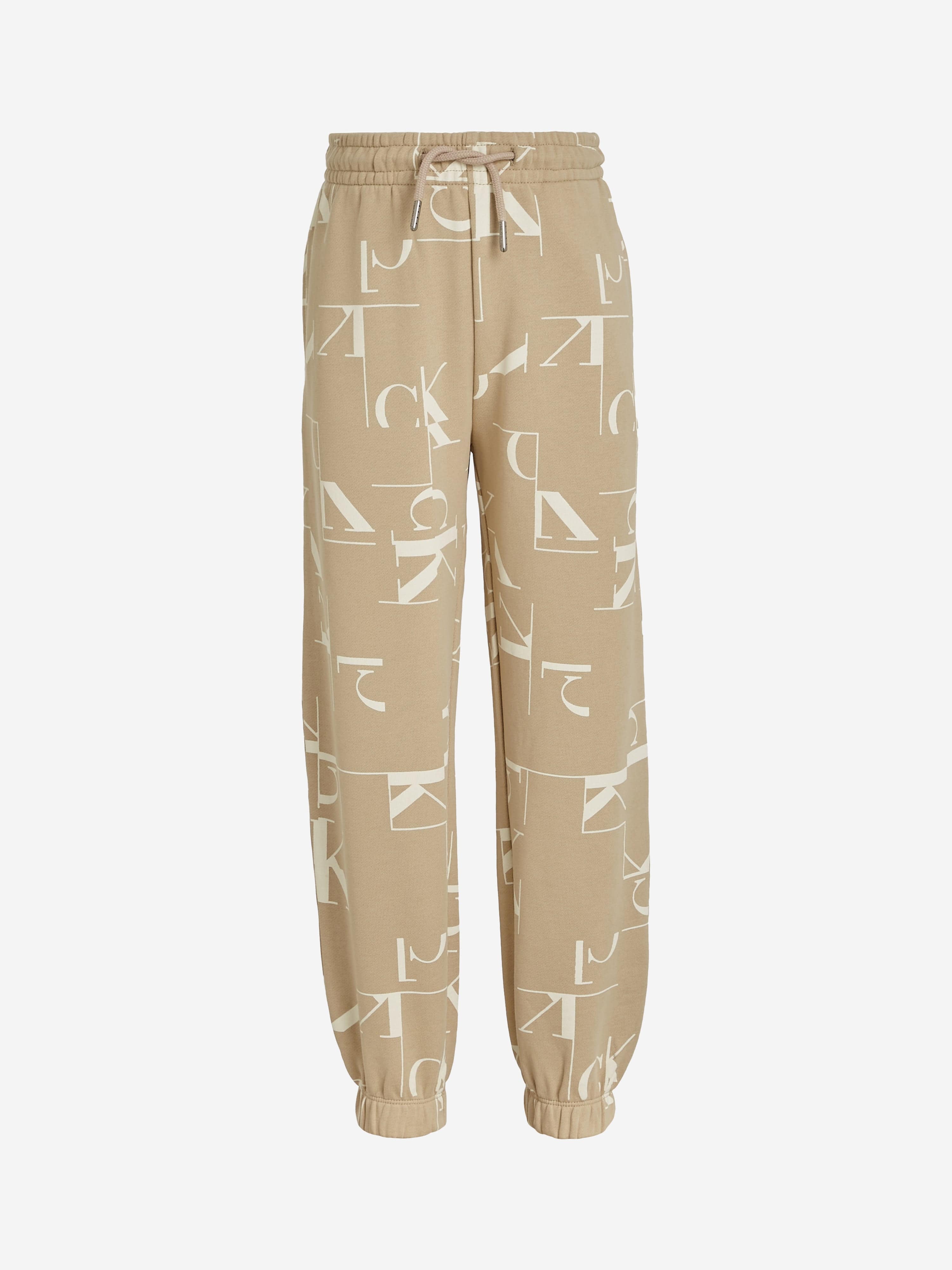Calvin Klein Boys City Grid AOP Joggers in Beige Outlet Genuine
