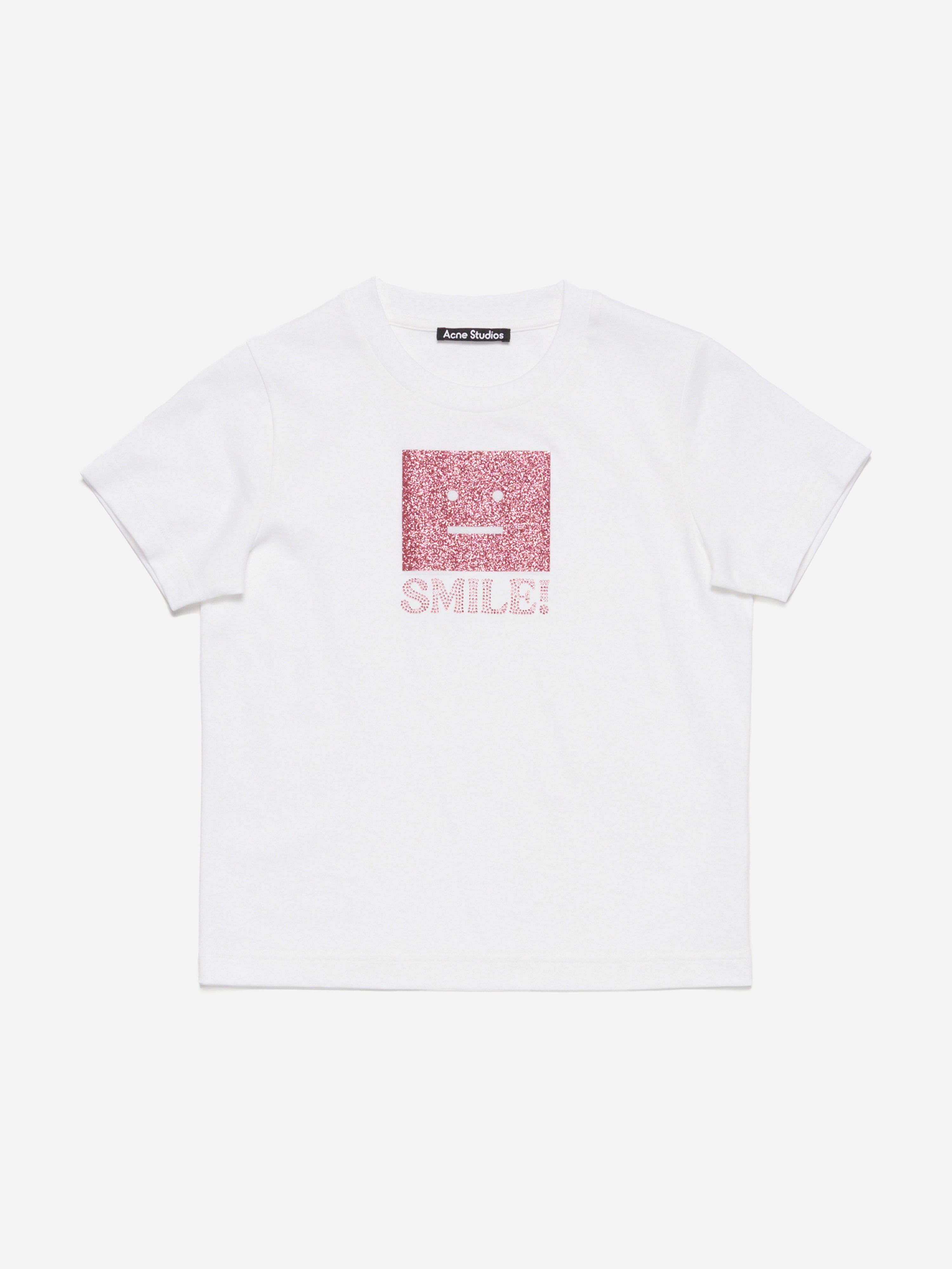Acne Studios Kids Nash Smiling Face T-Shirt in White Choice