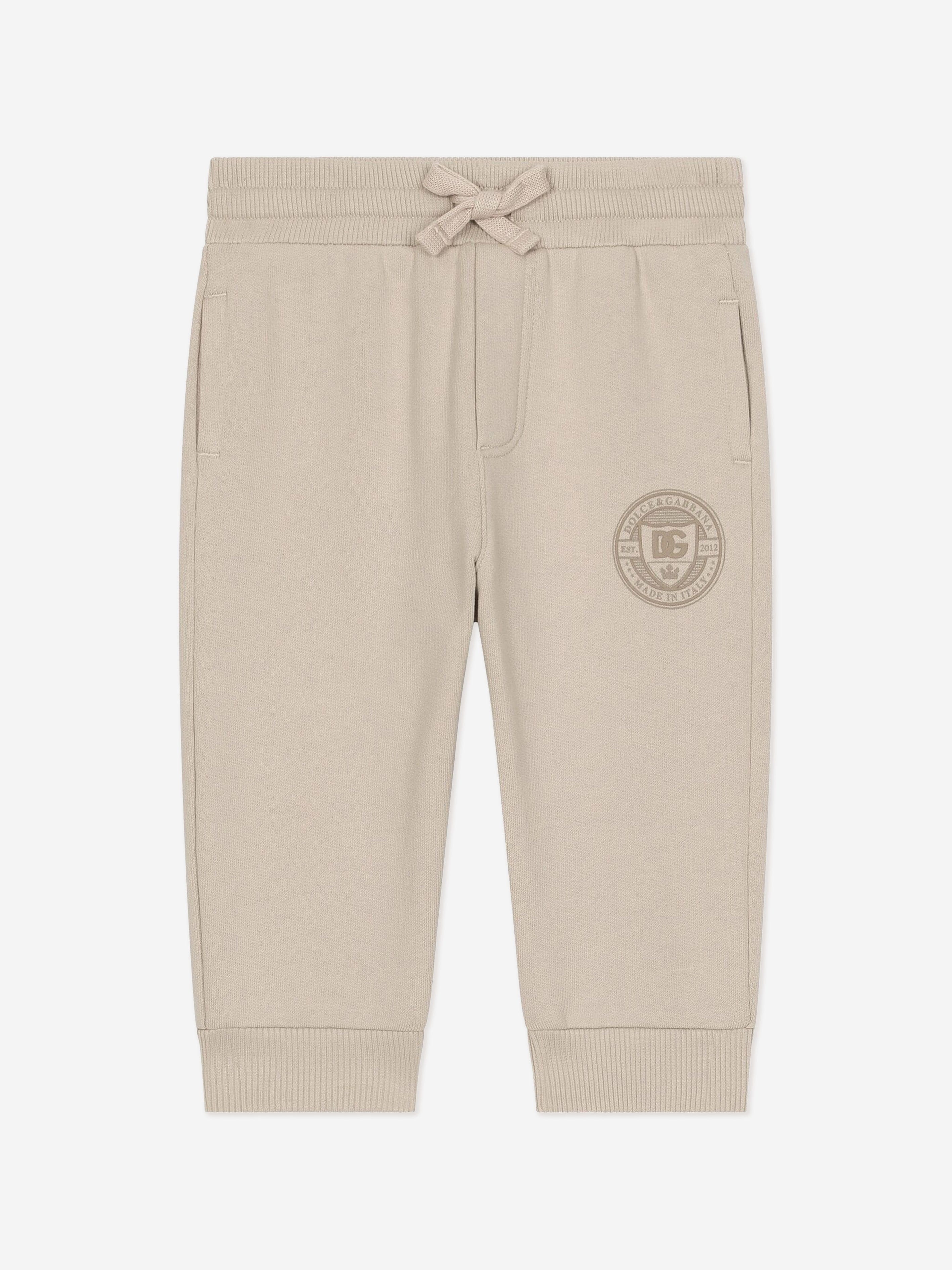 Dolce & Gabbana Baby Boys Logo Stamp Joggers in Beige Outlet Top Quality