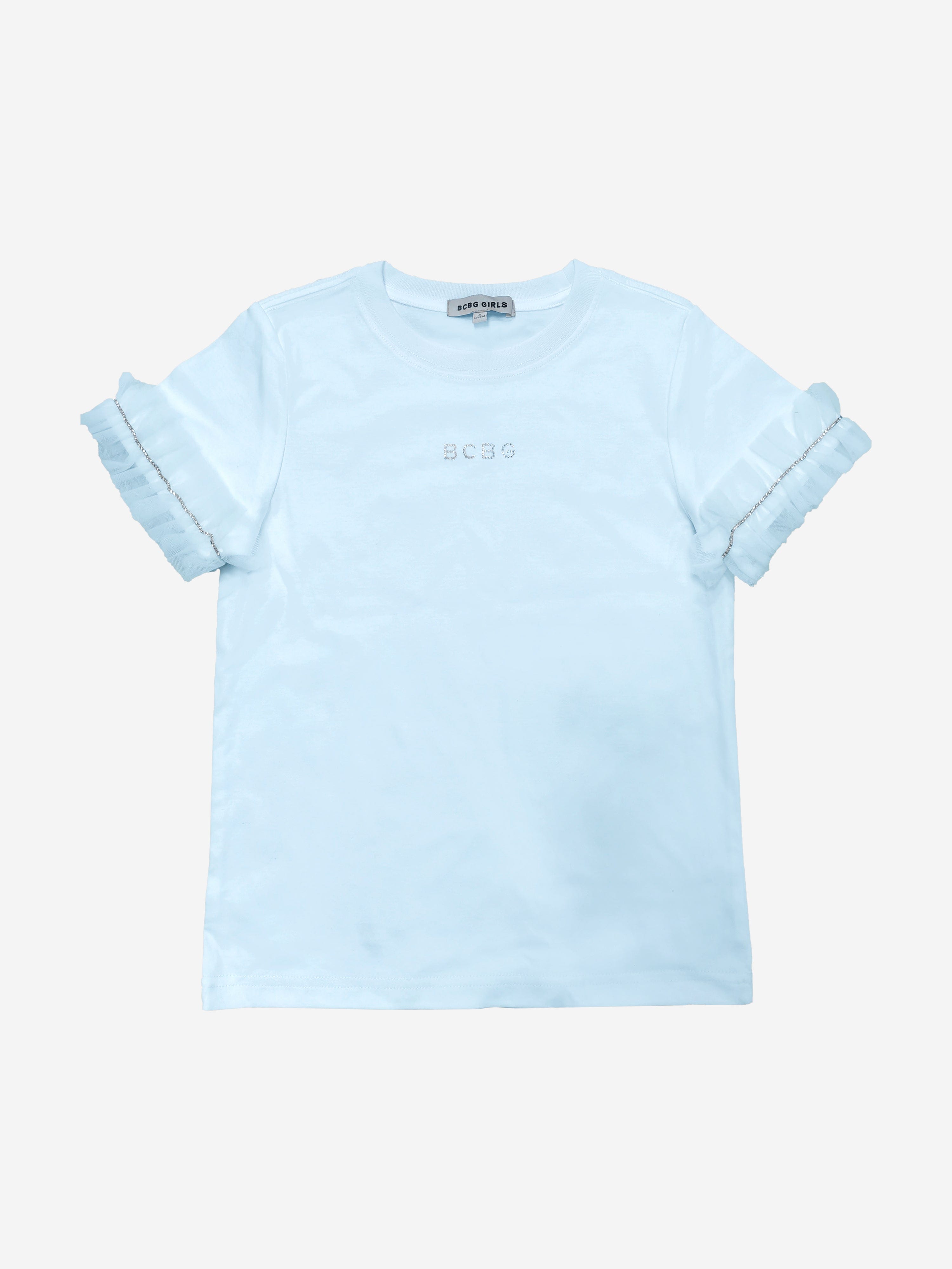Girls Ruffle Sleeve T-Shirt in Blue Buy Cheap 2025