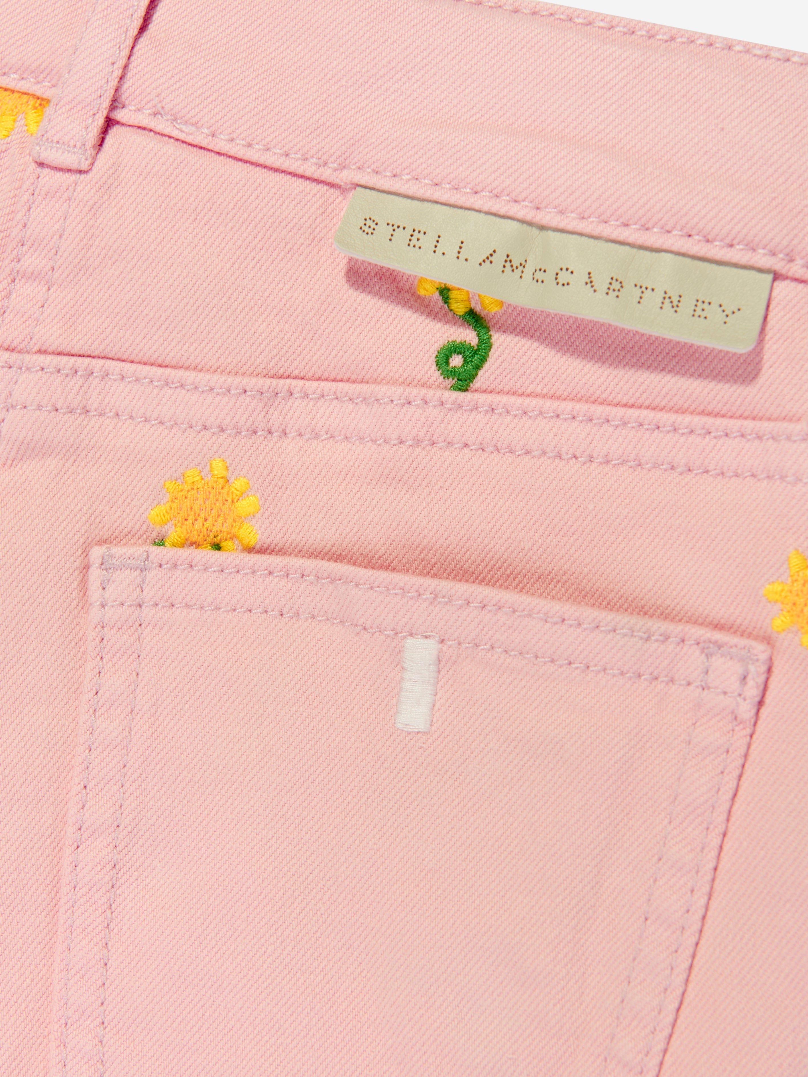 Stella McCartney Girls Embroidered Flower Shorts in Pink Sast Sale Online
