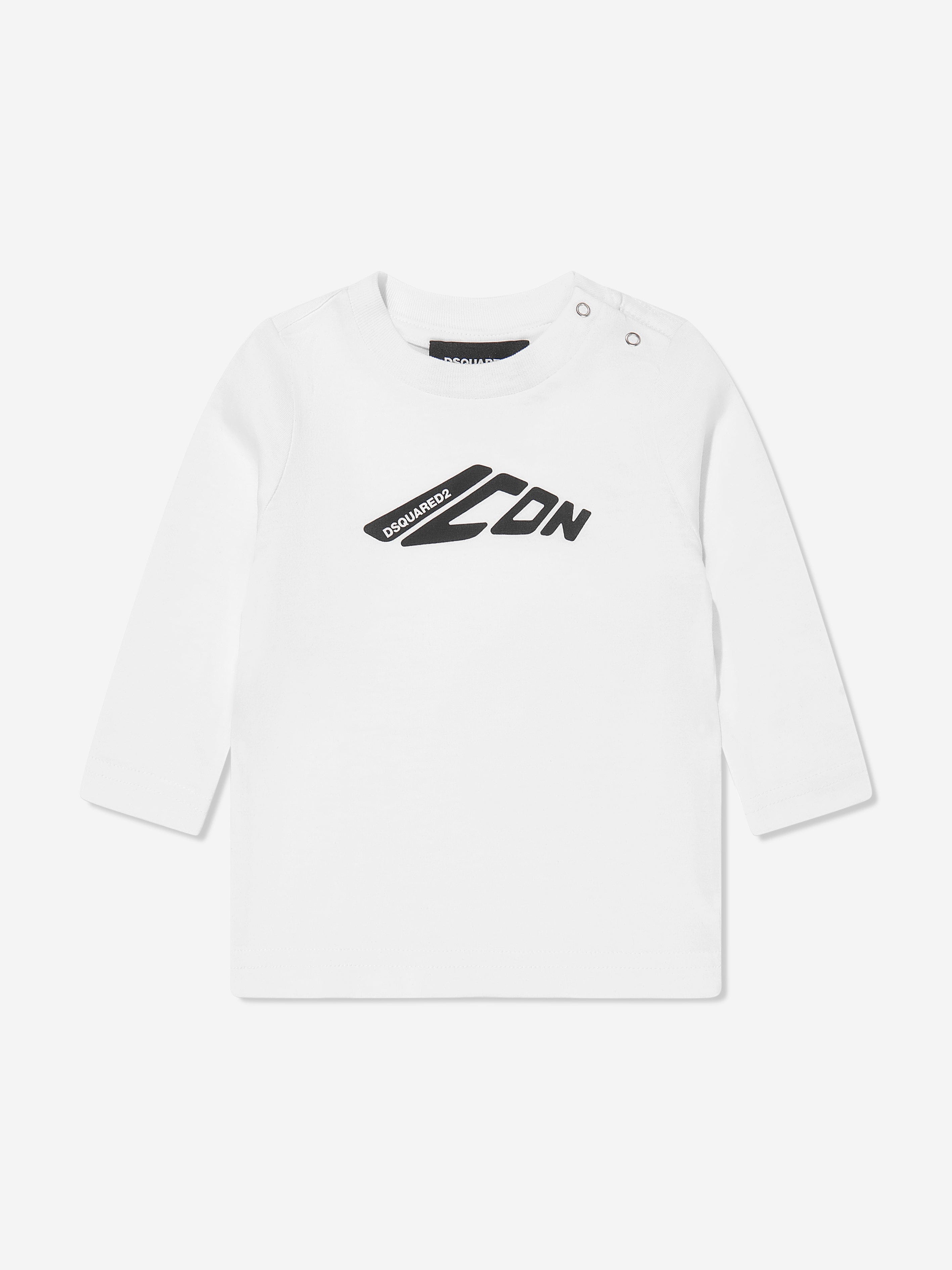 Dsquared2 Baby Long Sleeve Icon T-Shirt in White For Sale Online