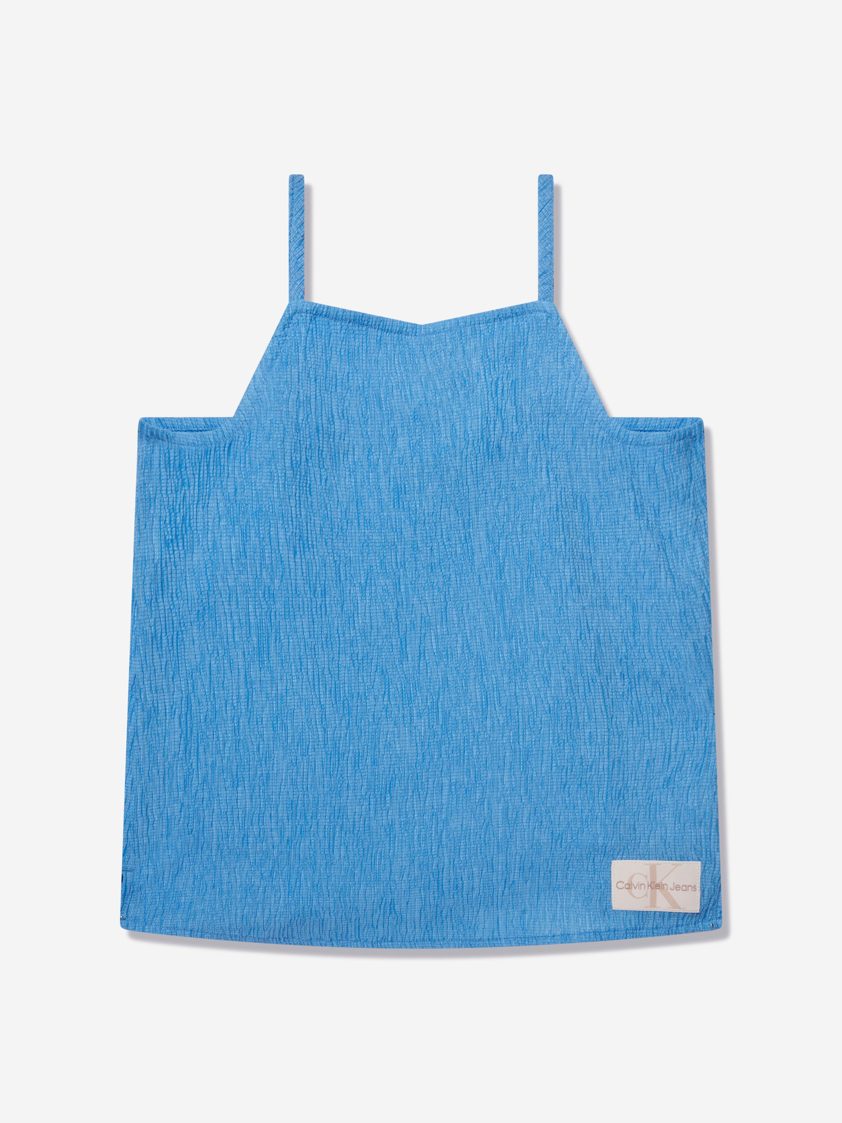 Calvin Klein Girls Crinkle Strap Top in Blue Free Shipping With Paypal