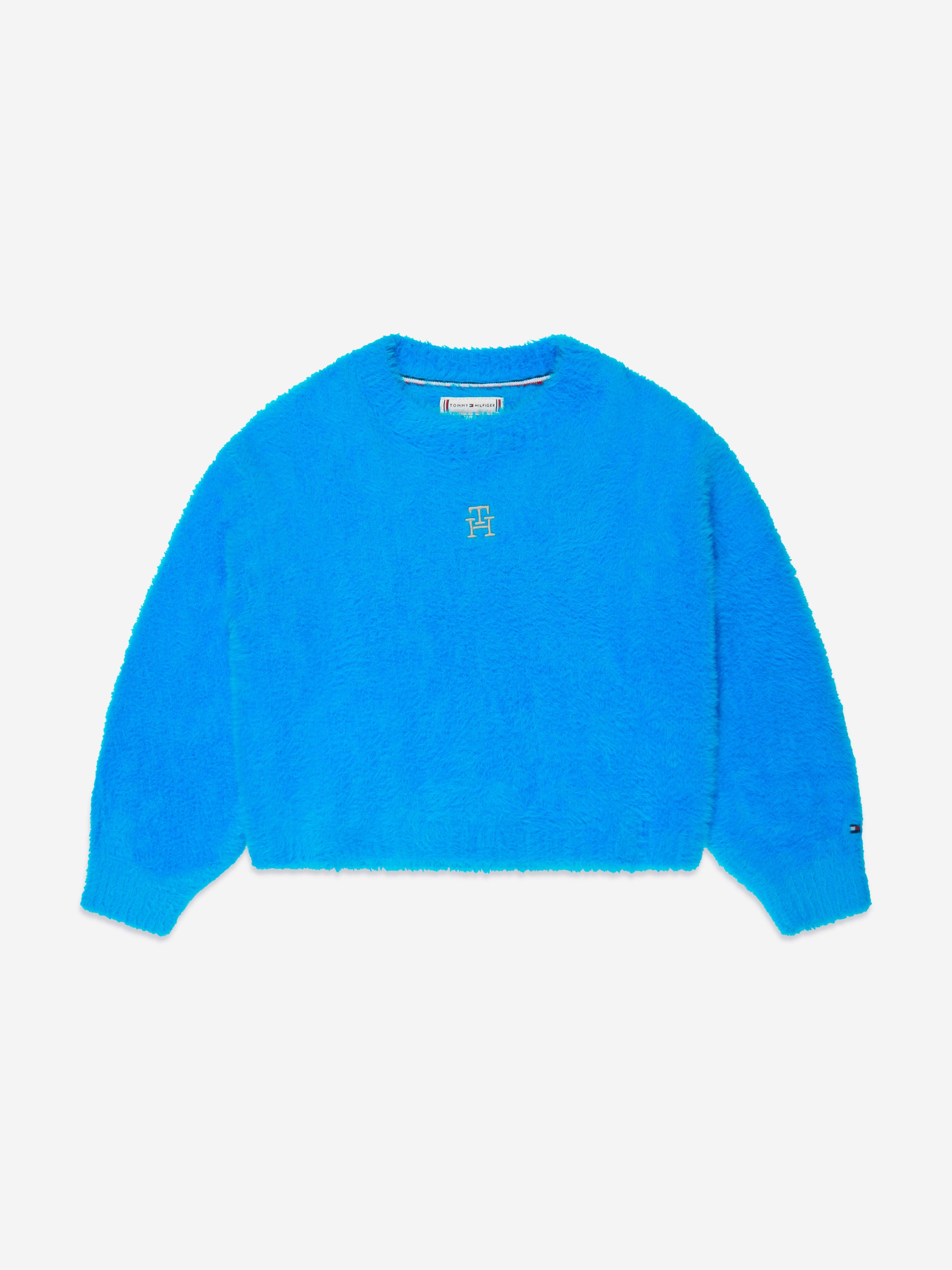 Tommy Hilfiger Girls Monogram Soft Sweater in Blue Cheap Sale Manchester Great Sale