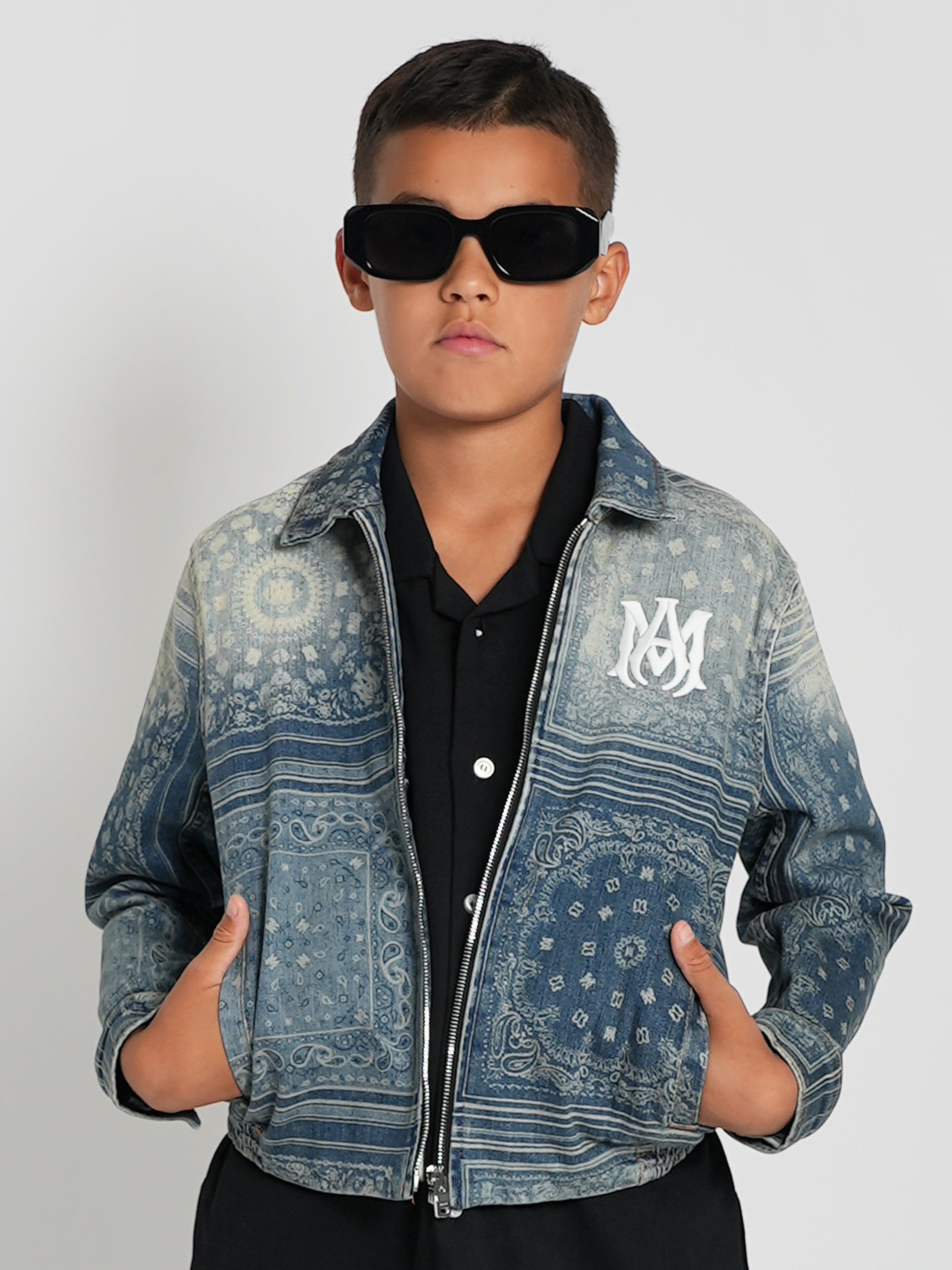 Amiri Kids MA Bandana Zip Jacket in Blue Clearance From China