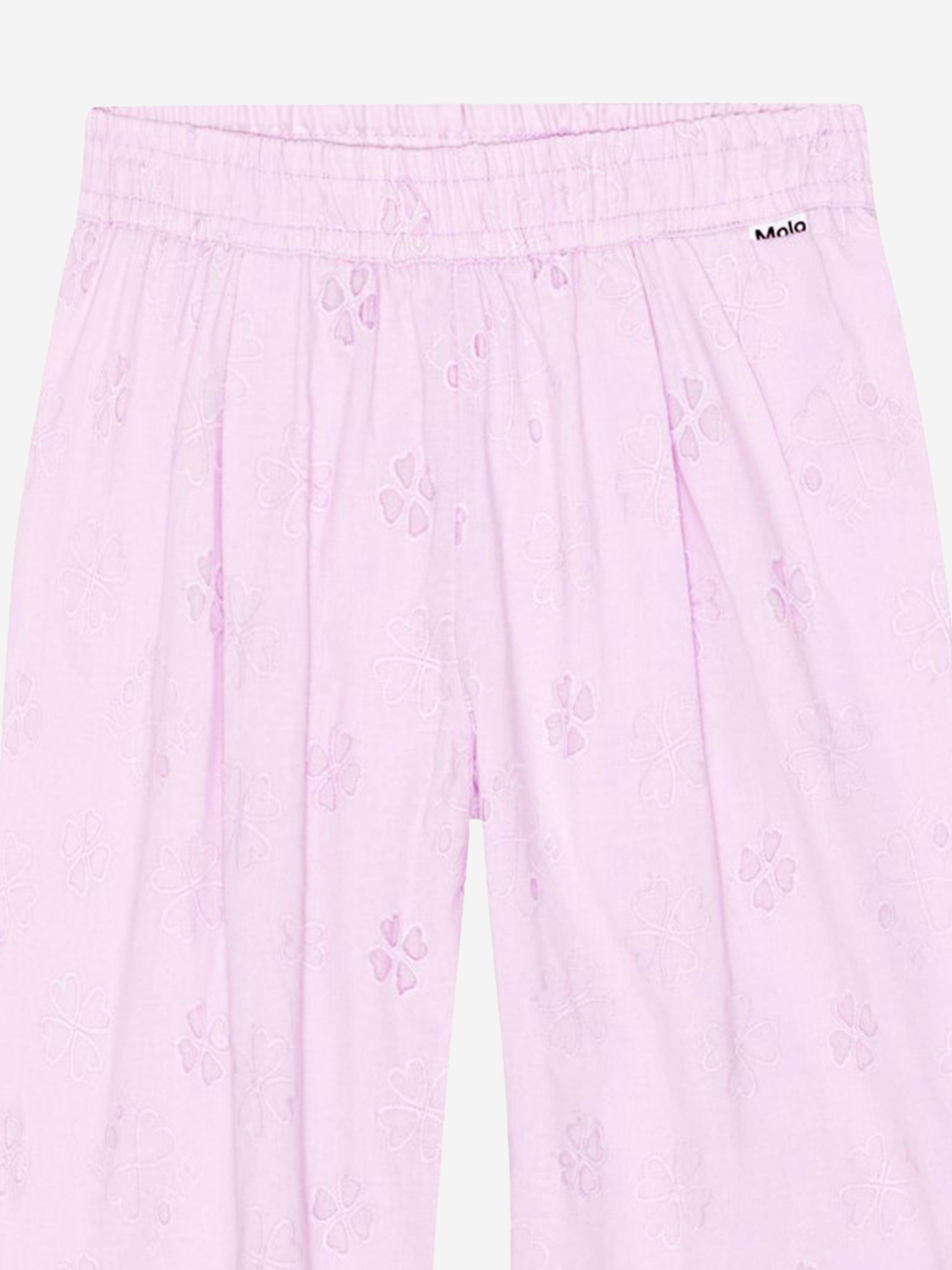 Molo Girls Floral Print Trousers in Pink Clearance Amazon