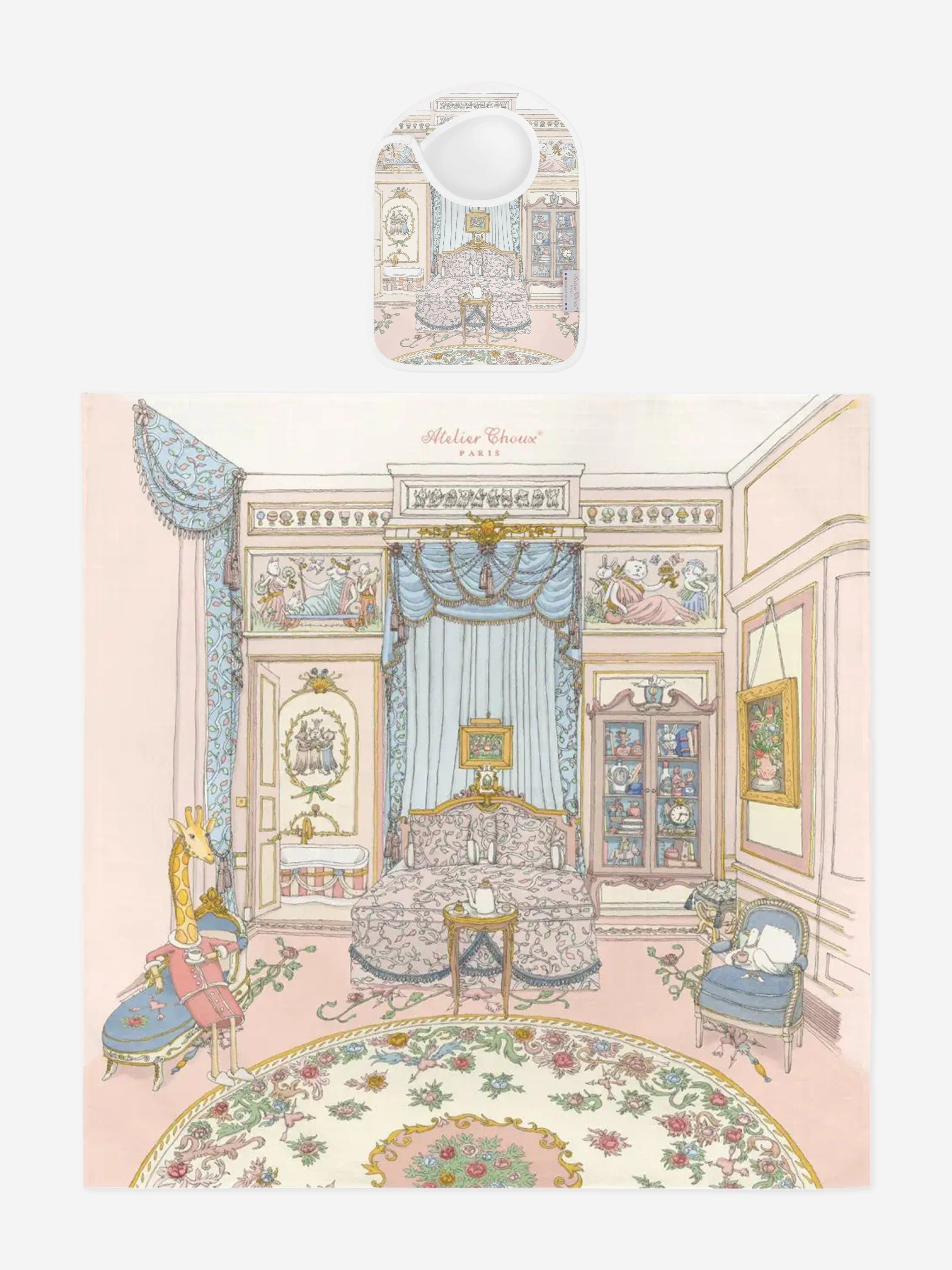 Atelier Choux Baby French Bedroom Carr¨¦ and Satin Bib Set in Multicolour Buy Cheap Low Cost