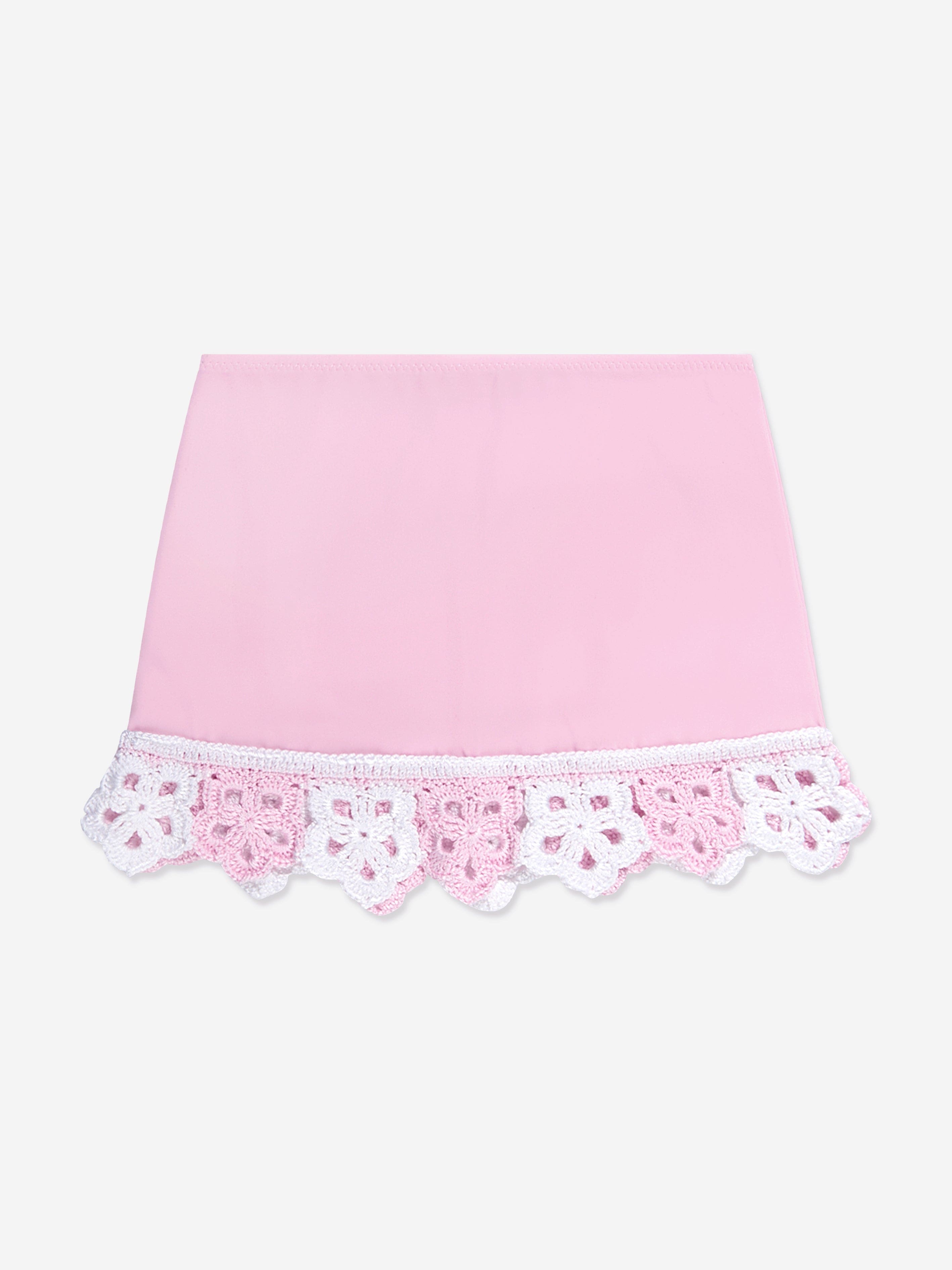 Nessi Byrd Girls Crochet Flower Sonna Skirt in Pink Newest