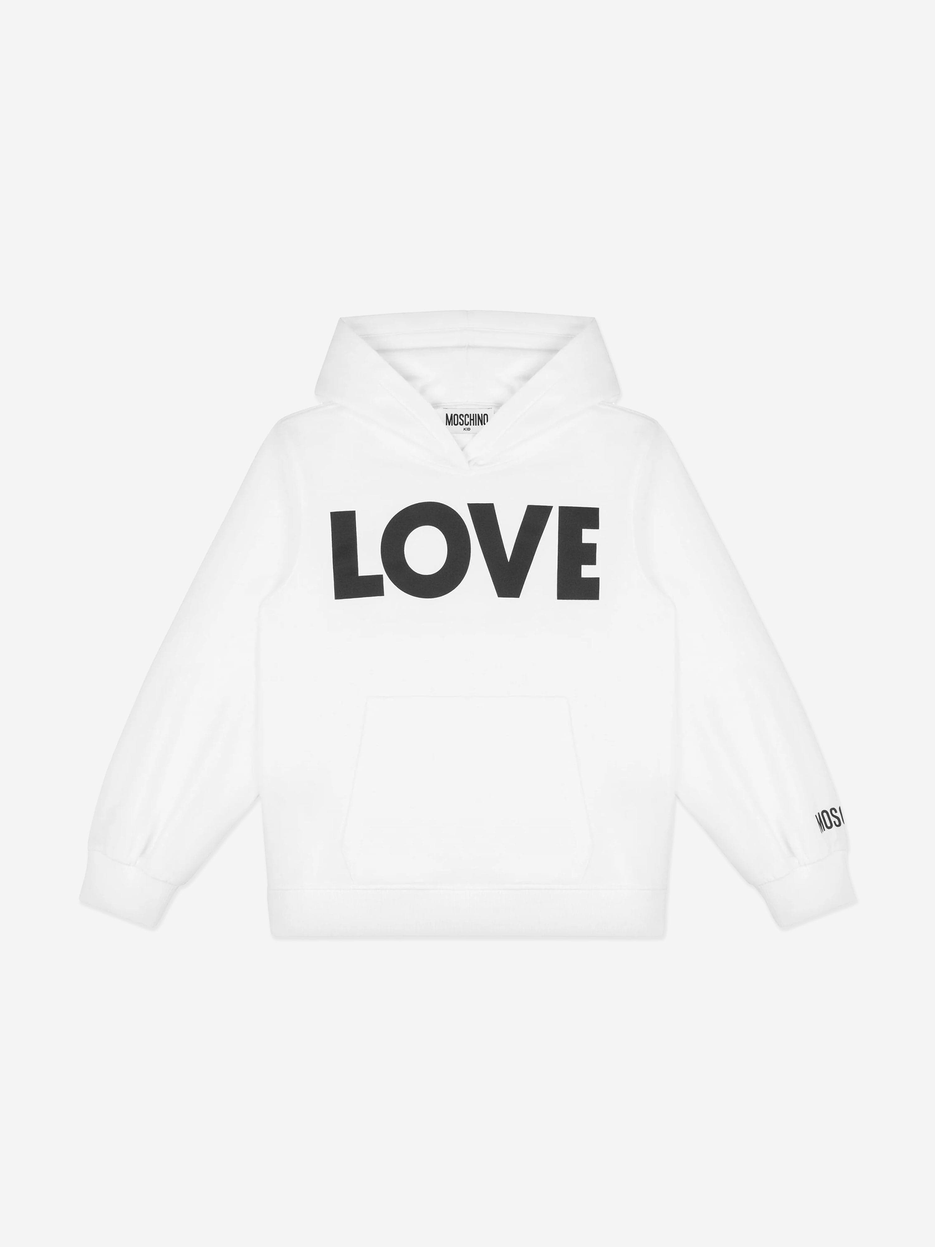 Moschino Kids Love Hoodie in White Outlet Online Shop