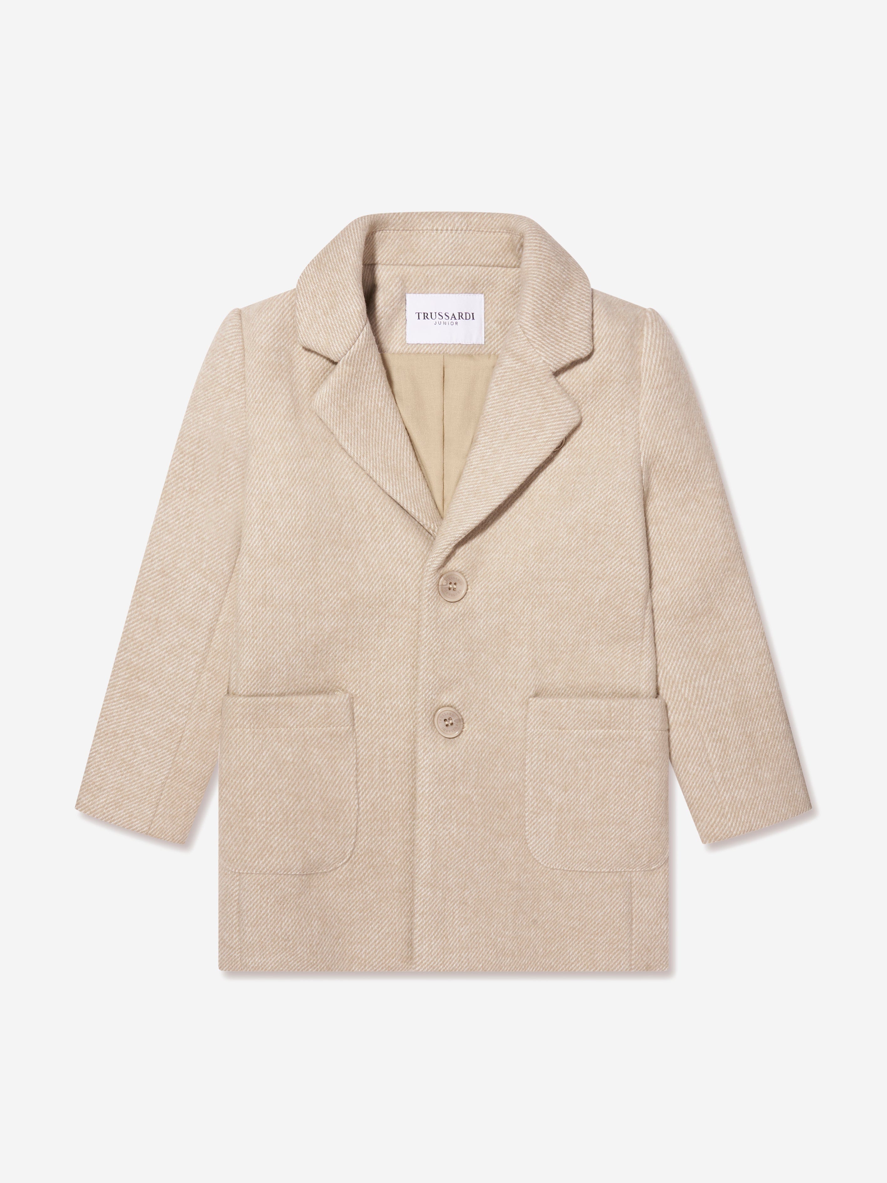 Trussardi Boys Imaril Long Coat in Beige Get Authentic