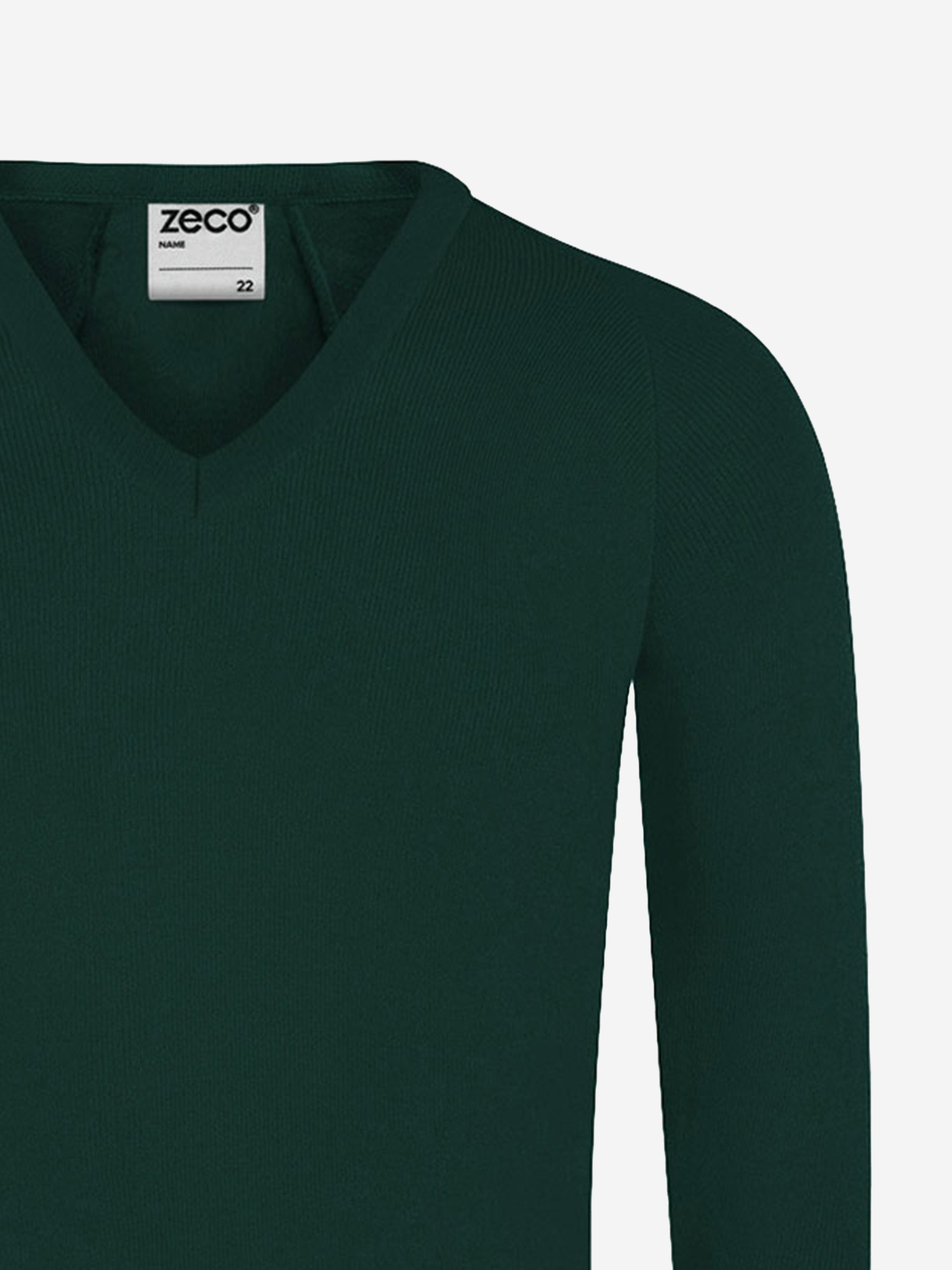 Zeco Kids School Knitted V-Neck Jumper in Green Discount Sast