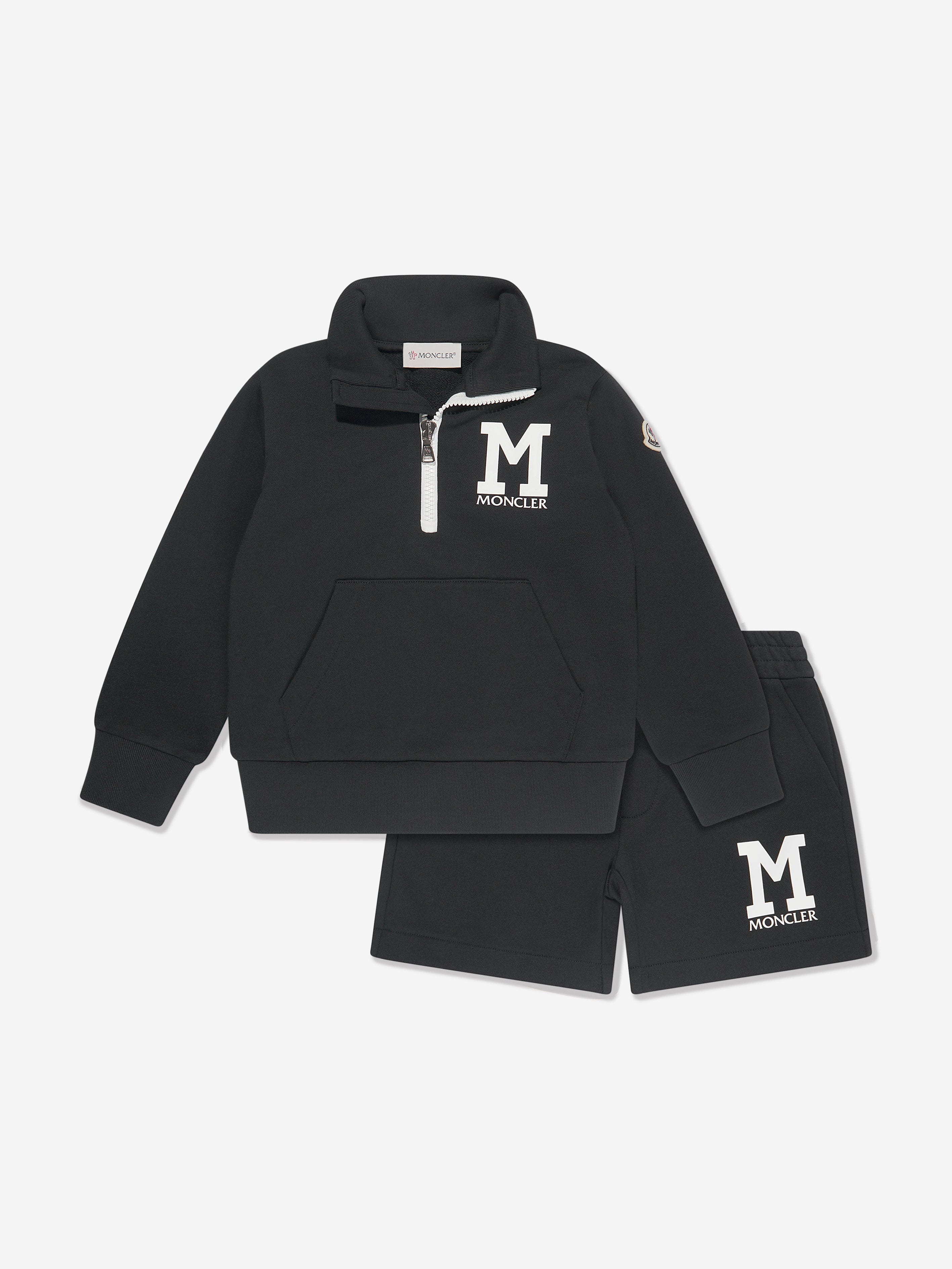 Moncler Enfant Boys Logo Short Tracksuit in Black Cheap Pice Buy Discount