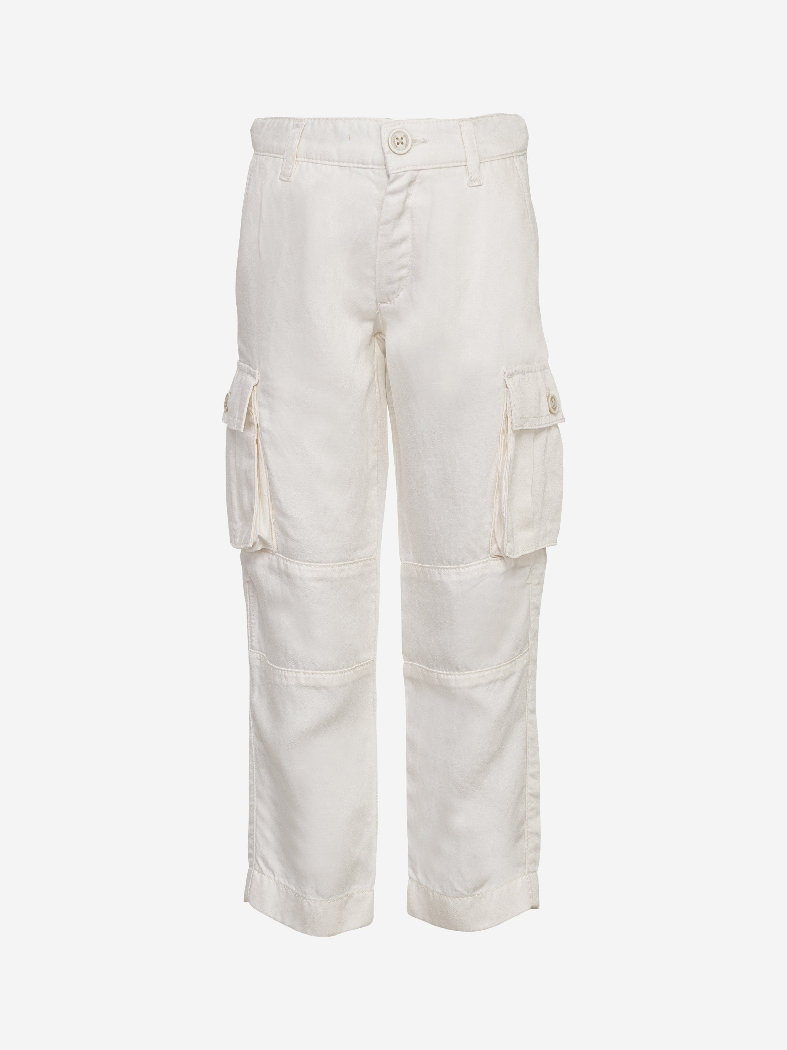 Eleventy Boys Cargo Trousers in Ivory Discount Classic
