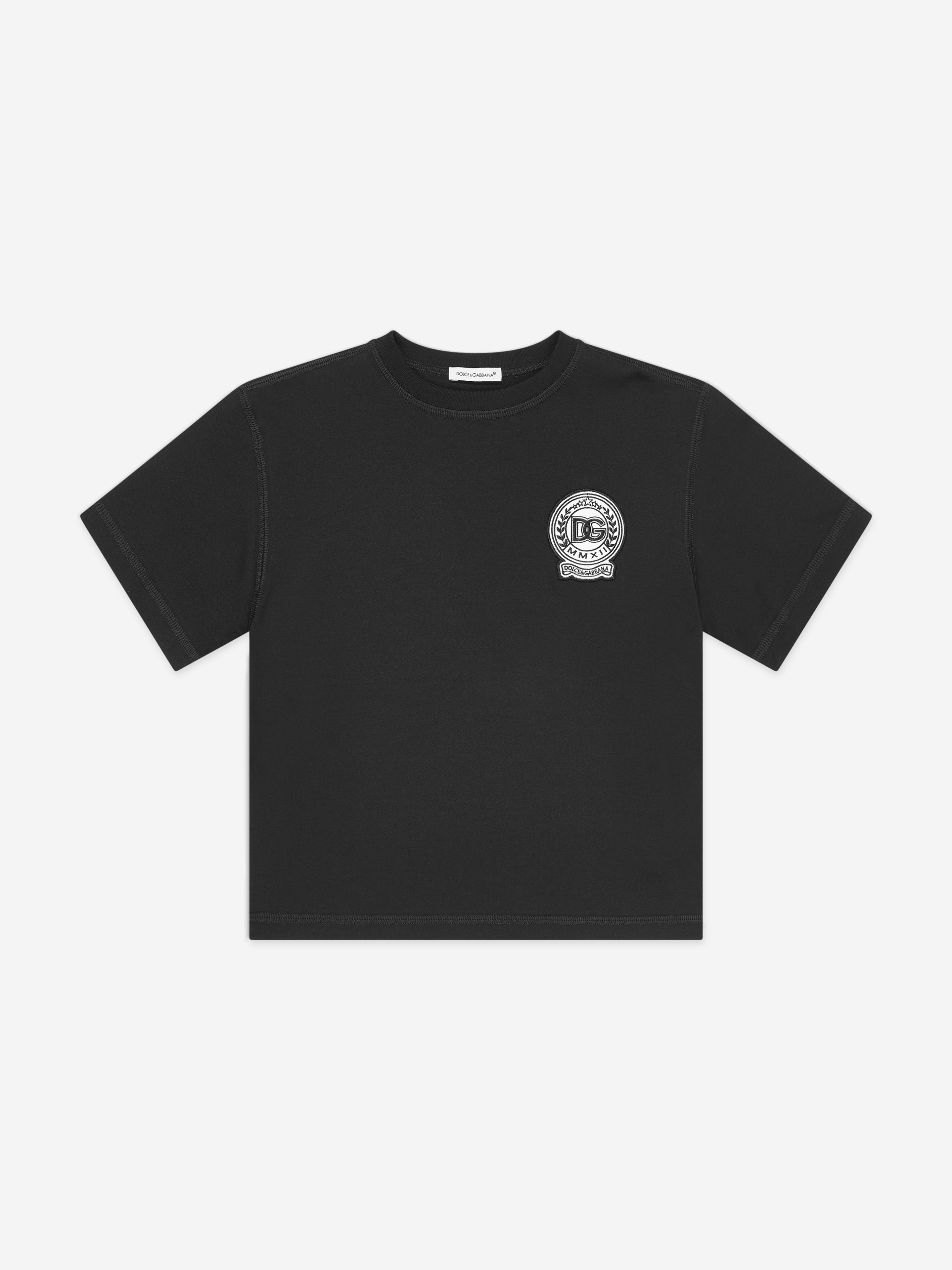 Dolce & Gabbana Boys Logo Patch T-Shirt in Black Free Shipping Good Selling