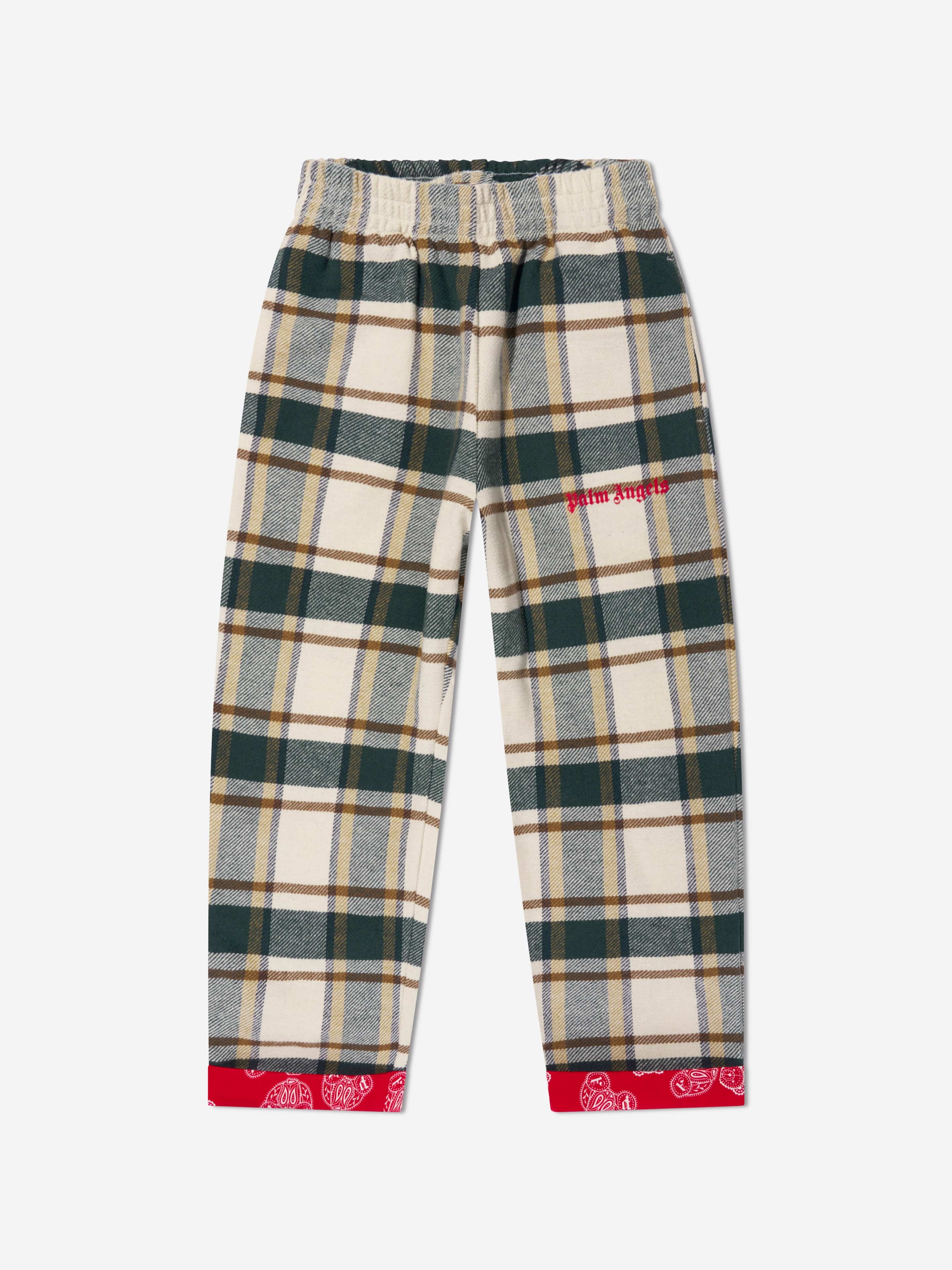 Palm Angels Boys Check Bears Paisley Trousers in Green Outlet Cheap Authentic
