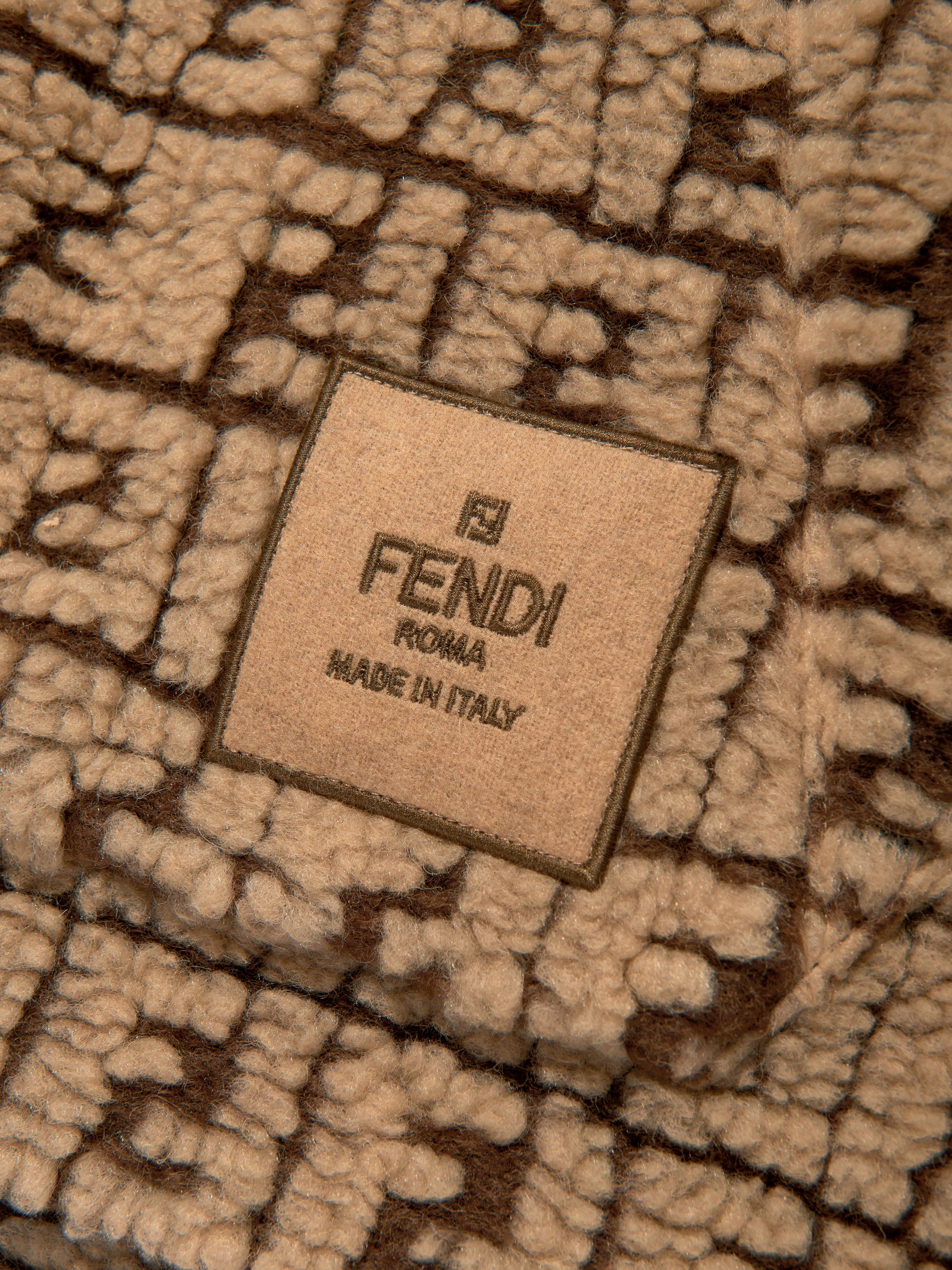 Fendi Kids FF Teddy Wool Hoodie in Beige Outlet Shop