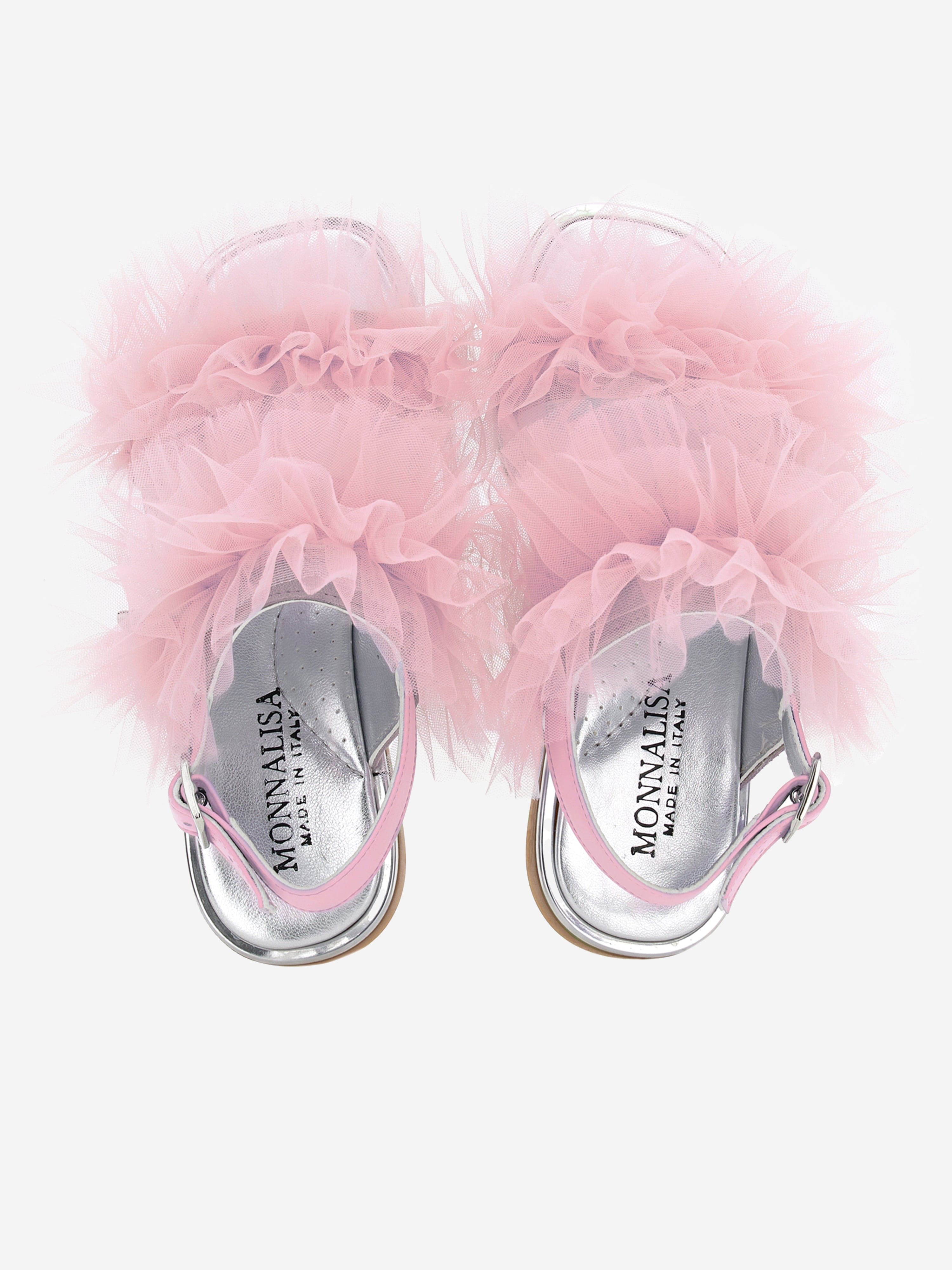 Monnalisa Girls Ruched Tulle Sandals in Pink Outlet Store Cheap Pice