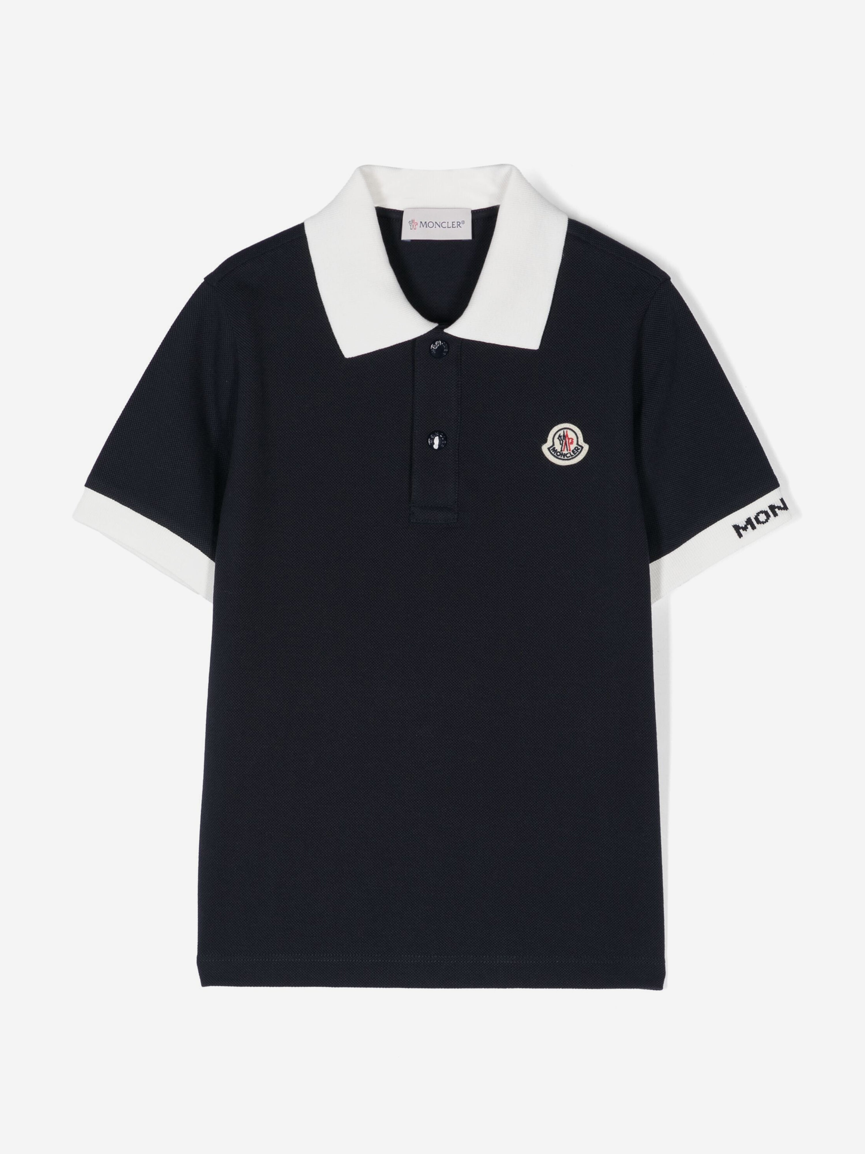 Moncler Enfant Boys Logo Polo Shirt in Navy Buy Cheap Extremely