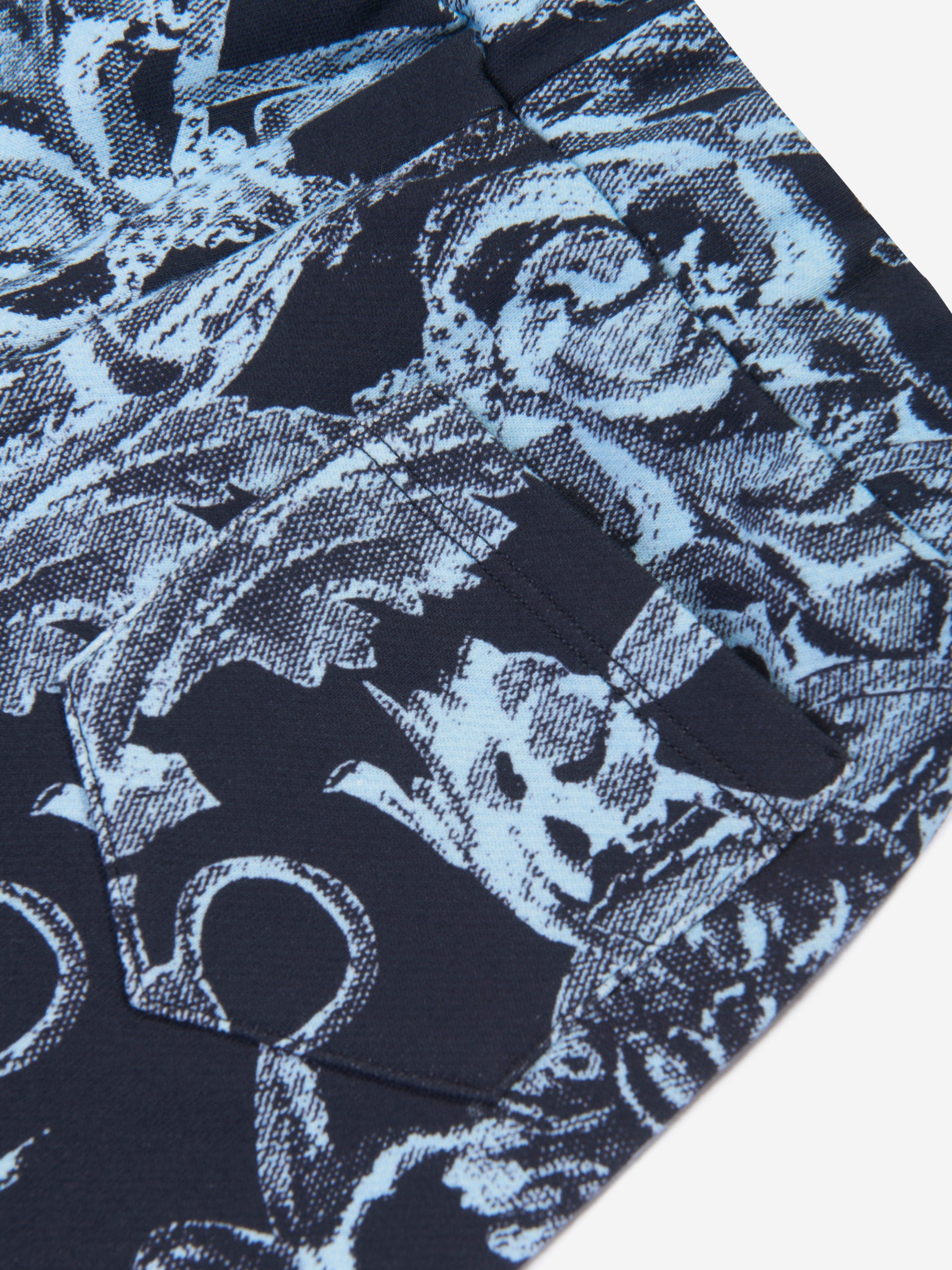 Versace Boys Barocco Print Shorts in Navy Sast Online