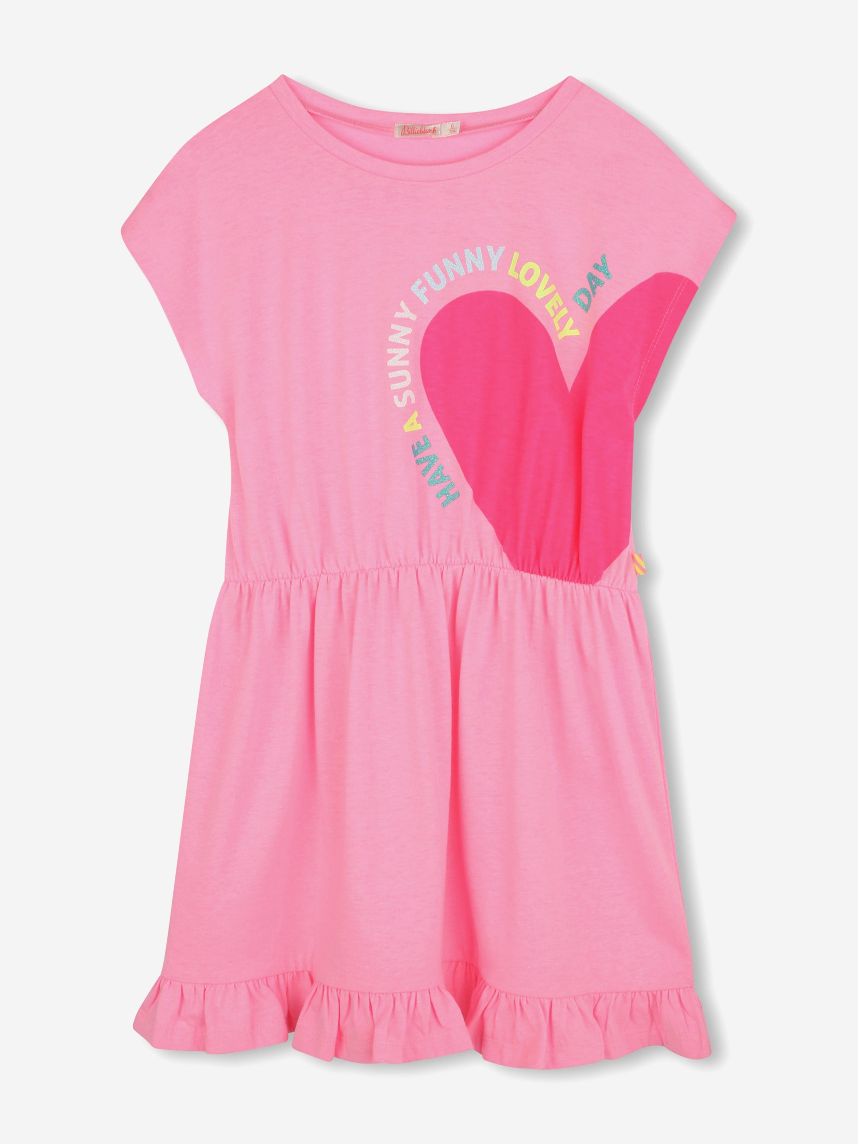 Girls Heart Print Jersey Dress in Pink Outlet Online Shop