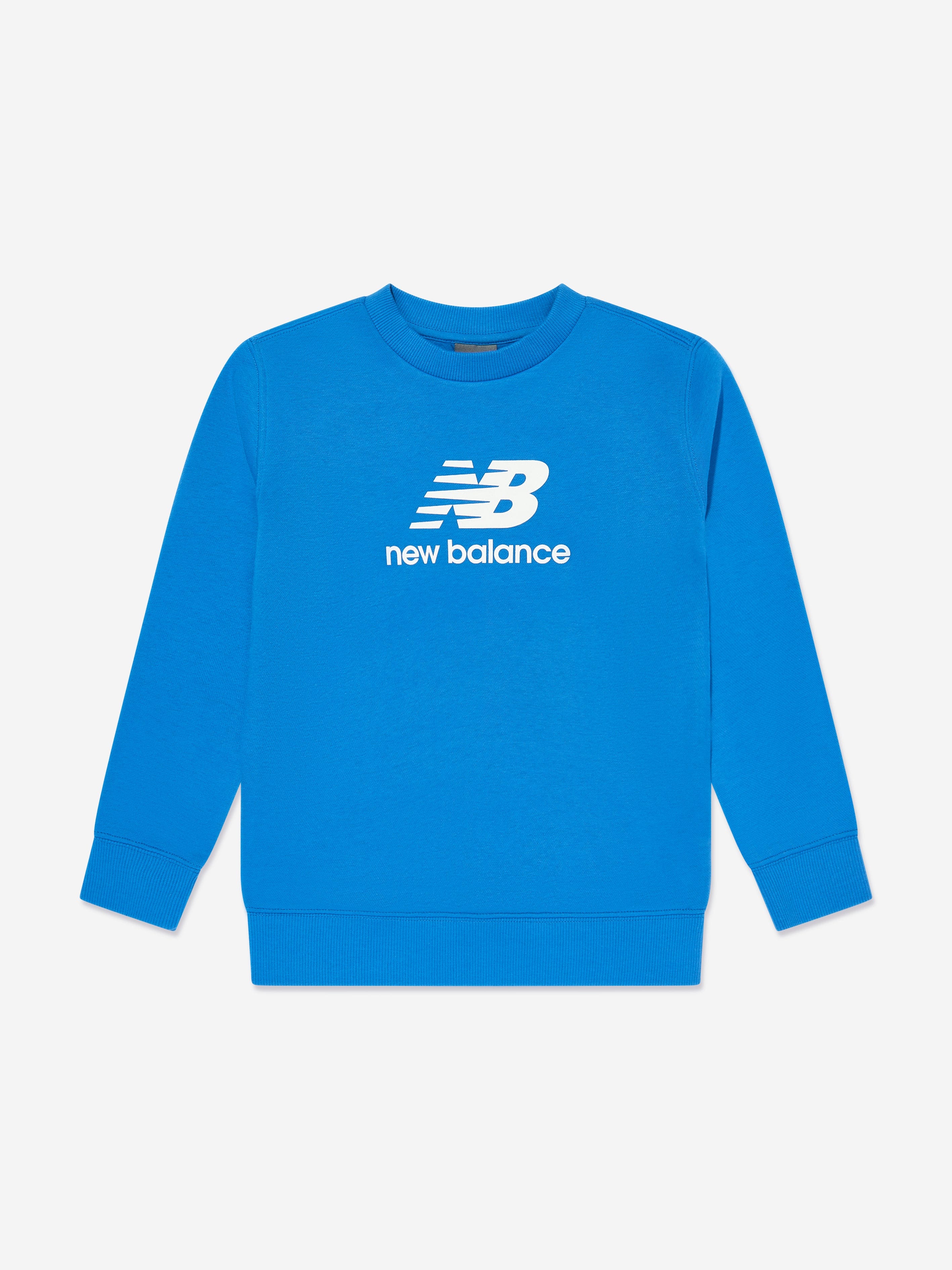 New Balance Boys Brush Back Stacked Logo Sweatshirt in Blue Browse Cheap Pice