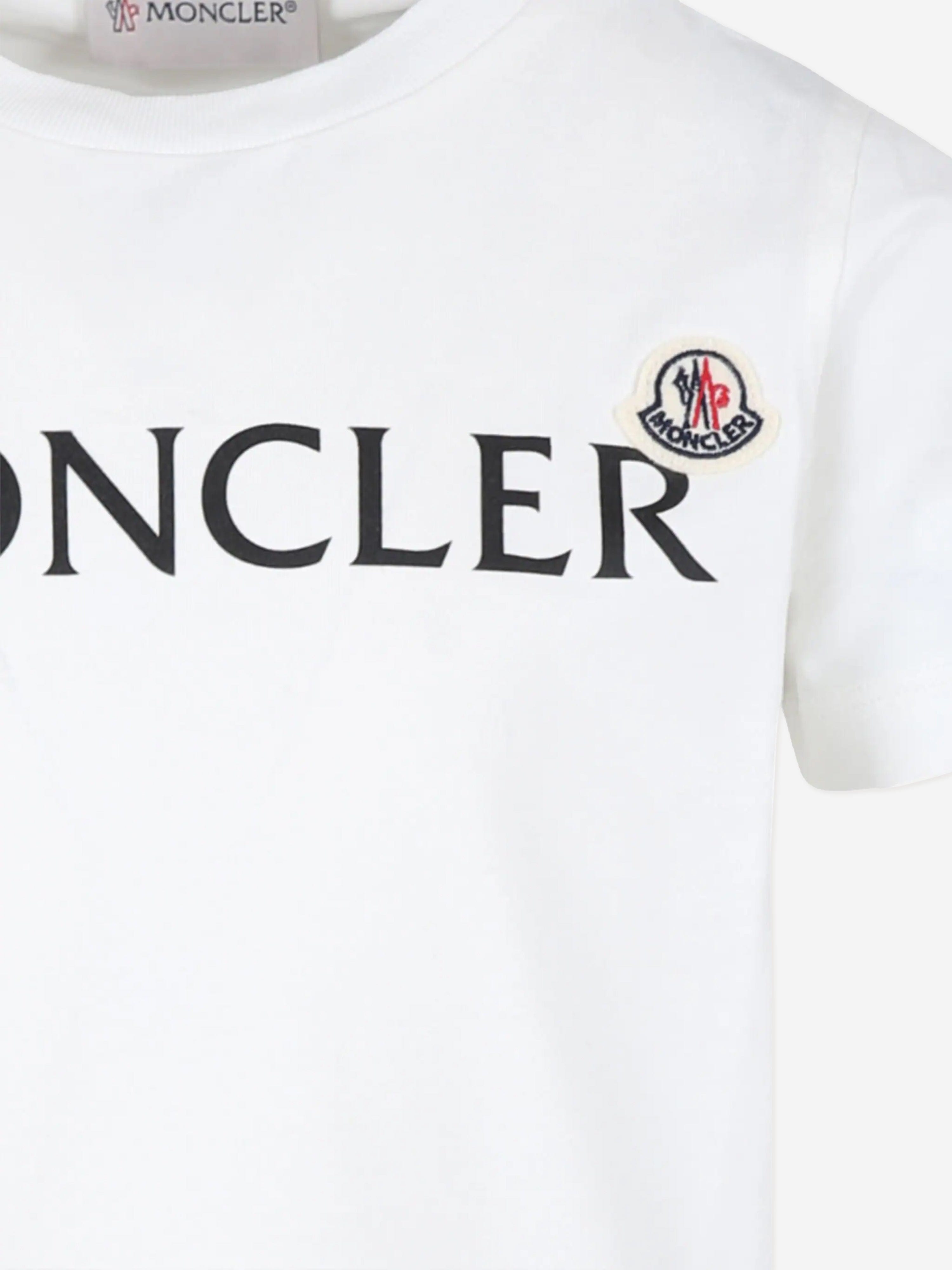 Moncler Enfant Boys Logo T-Shirt in Ivory Sale Official