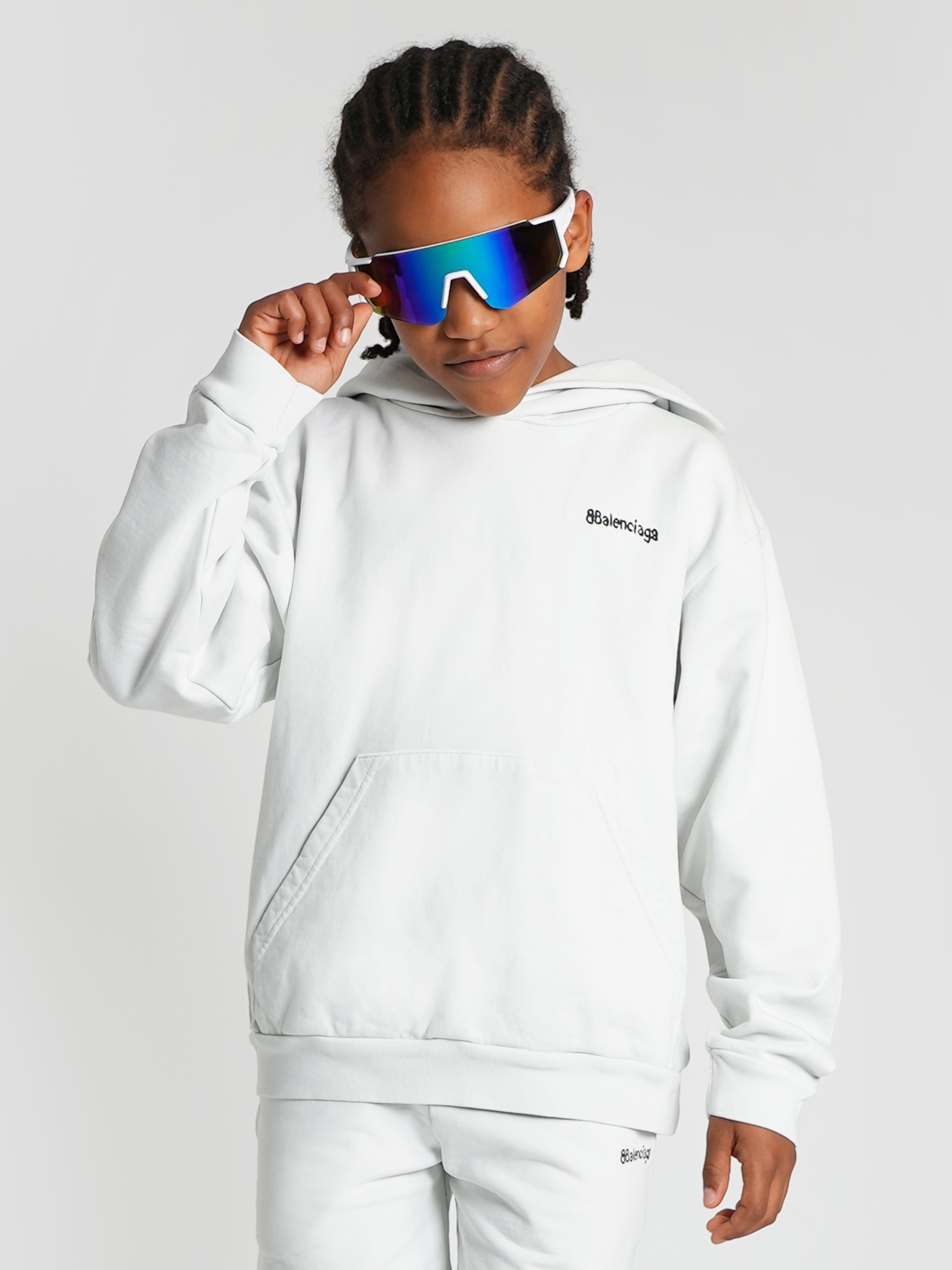 Balenciaga Kids Classic Hoodie in White Discount Cheapest