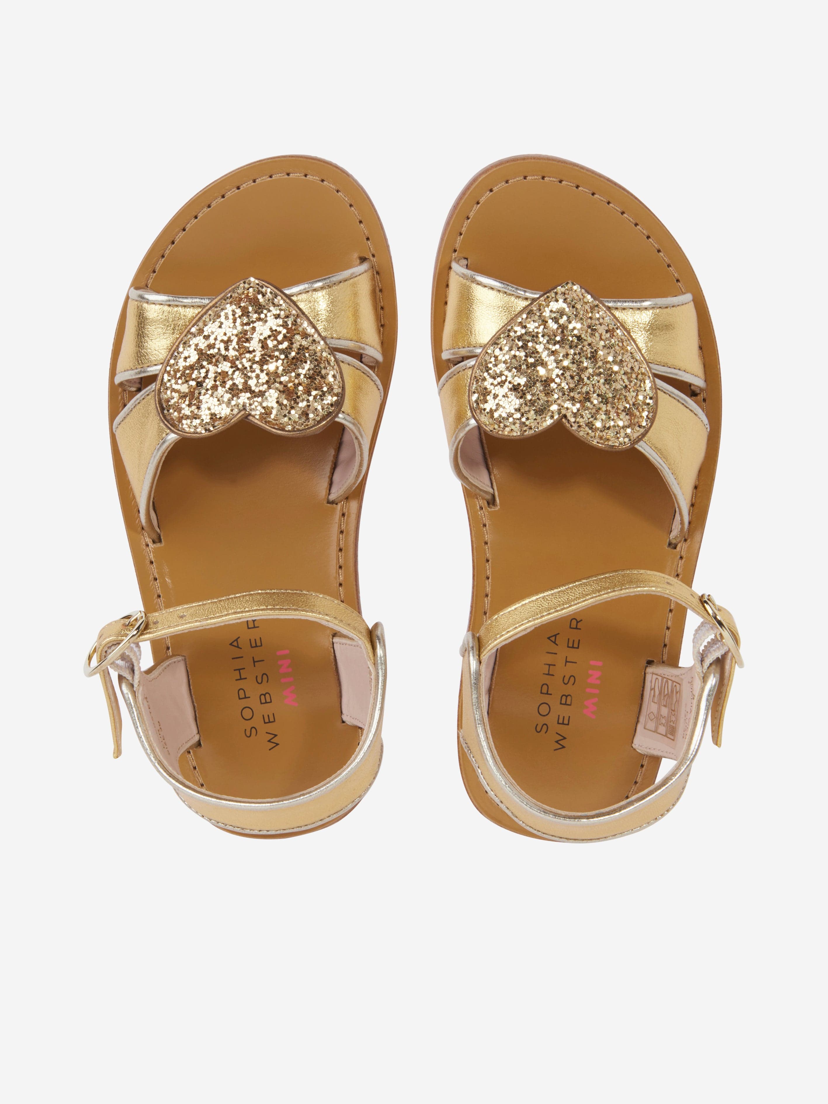 Sophia Webster Girls Leather Amora Sandals in Gold Purchase Sale Online