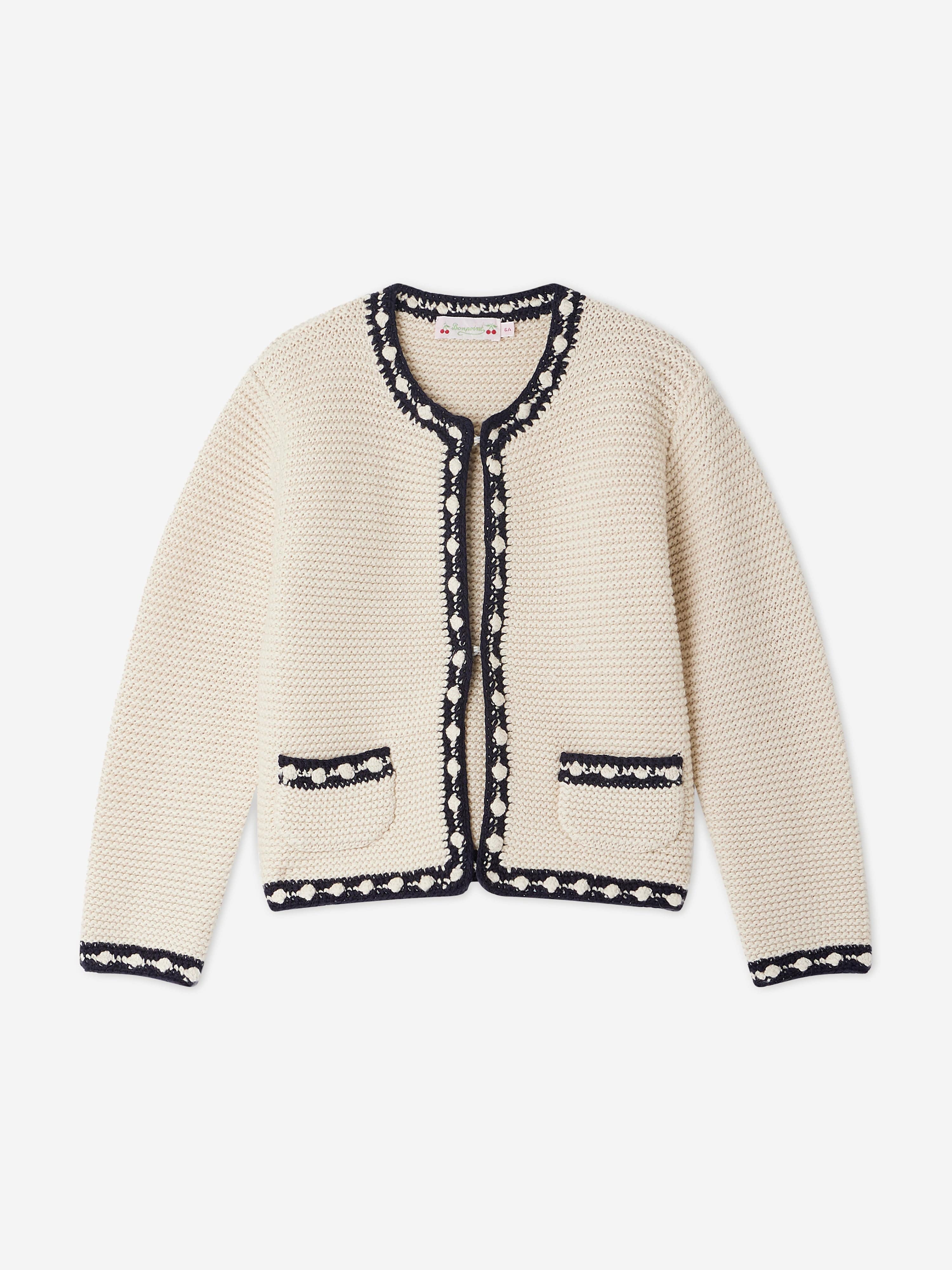Bonpoint Girls Fanette Cardigan in Ivory Buy Cheap Fake