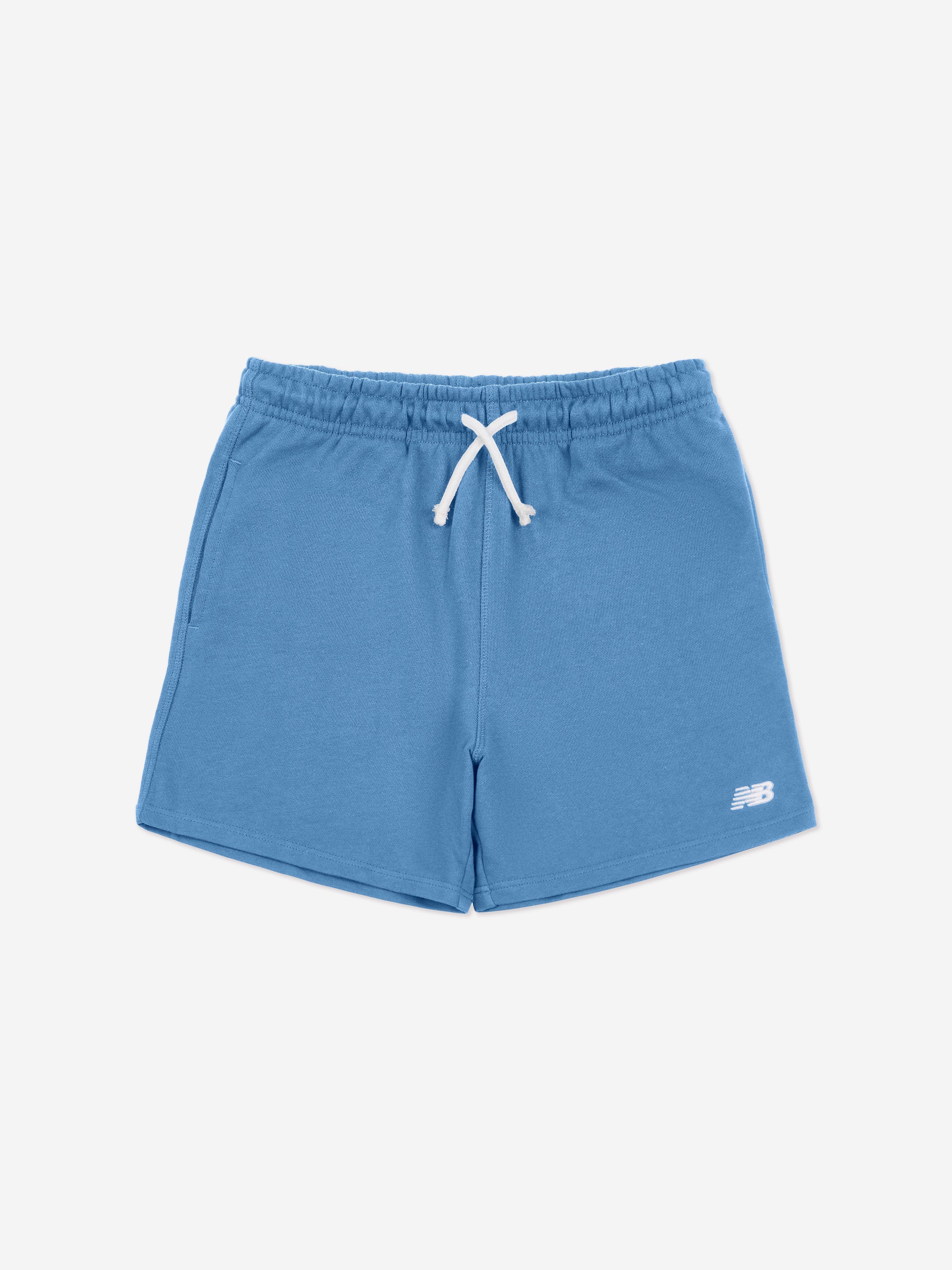 New Balance Boys French Terry Small Logo Shorts in Blue With Paypal Low Pice