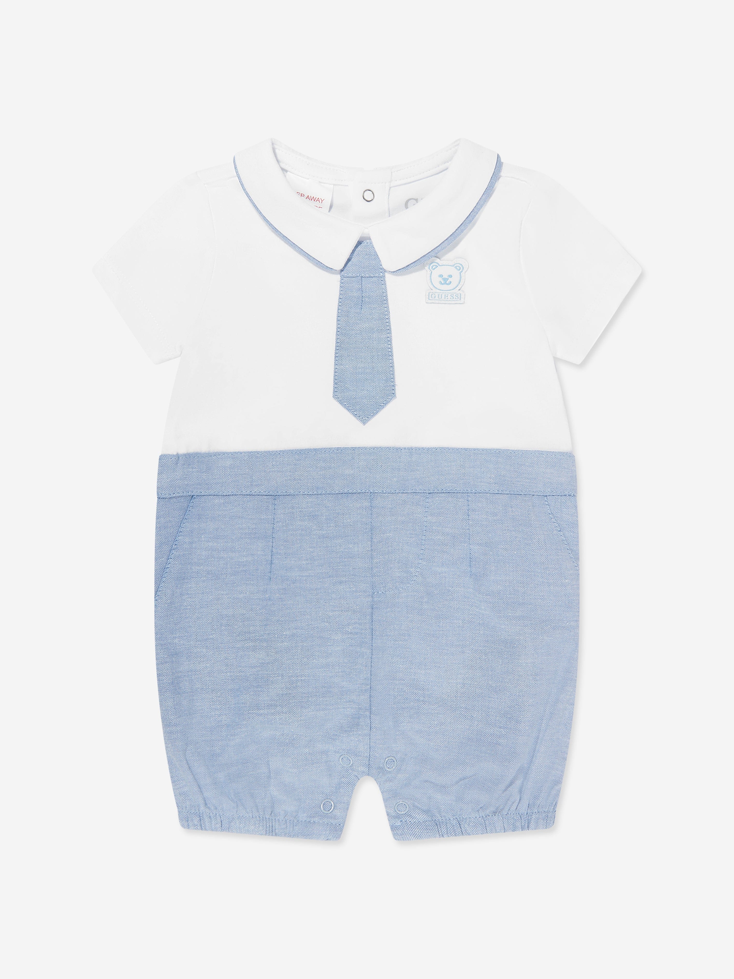 Baby Boys Jersey and Oxford Romper in White Outlet Best Pices