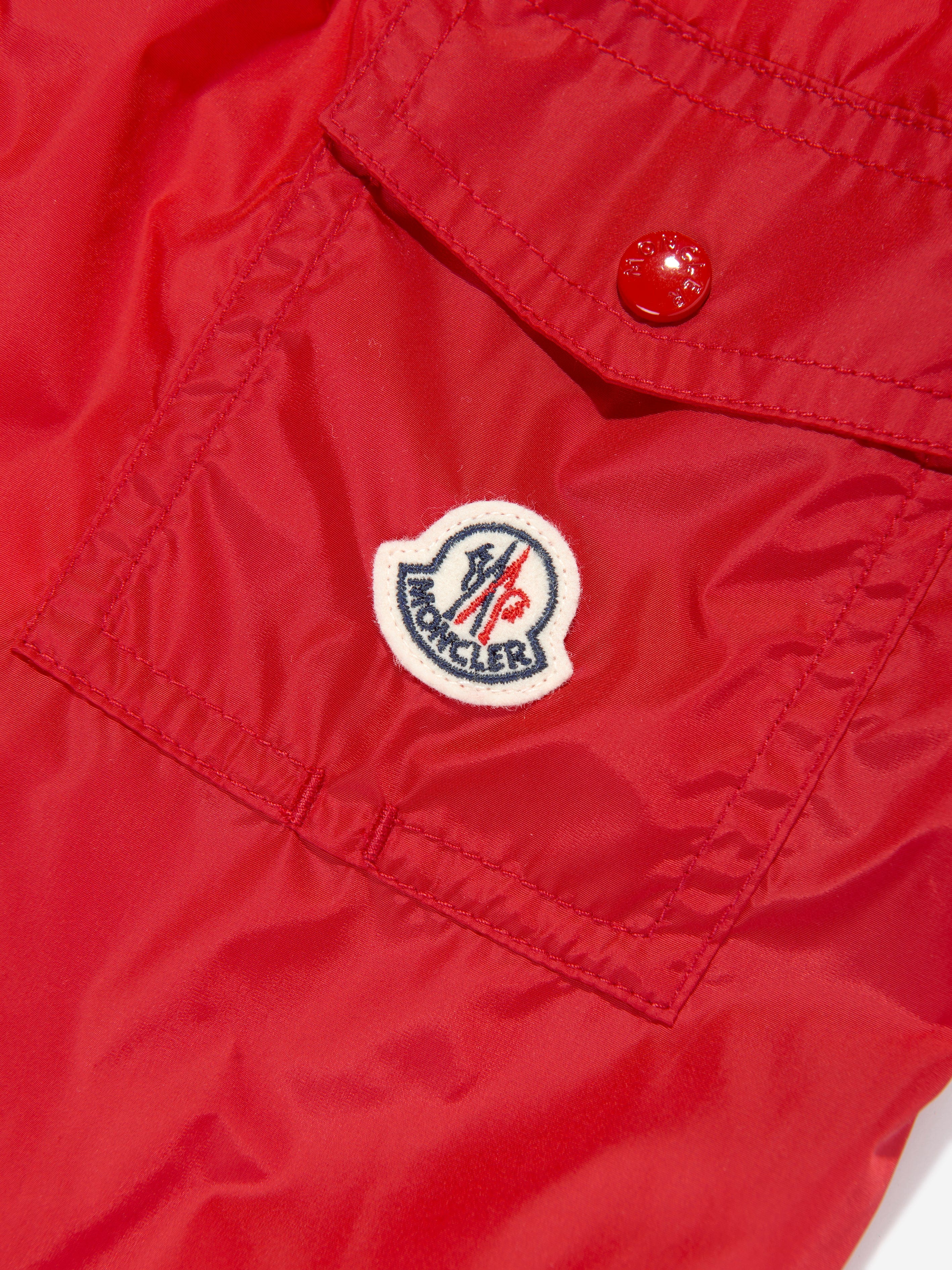 Moncler Enfant Boys Logo Swim Shorts in Red Discount Fashion Style