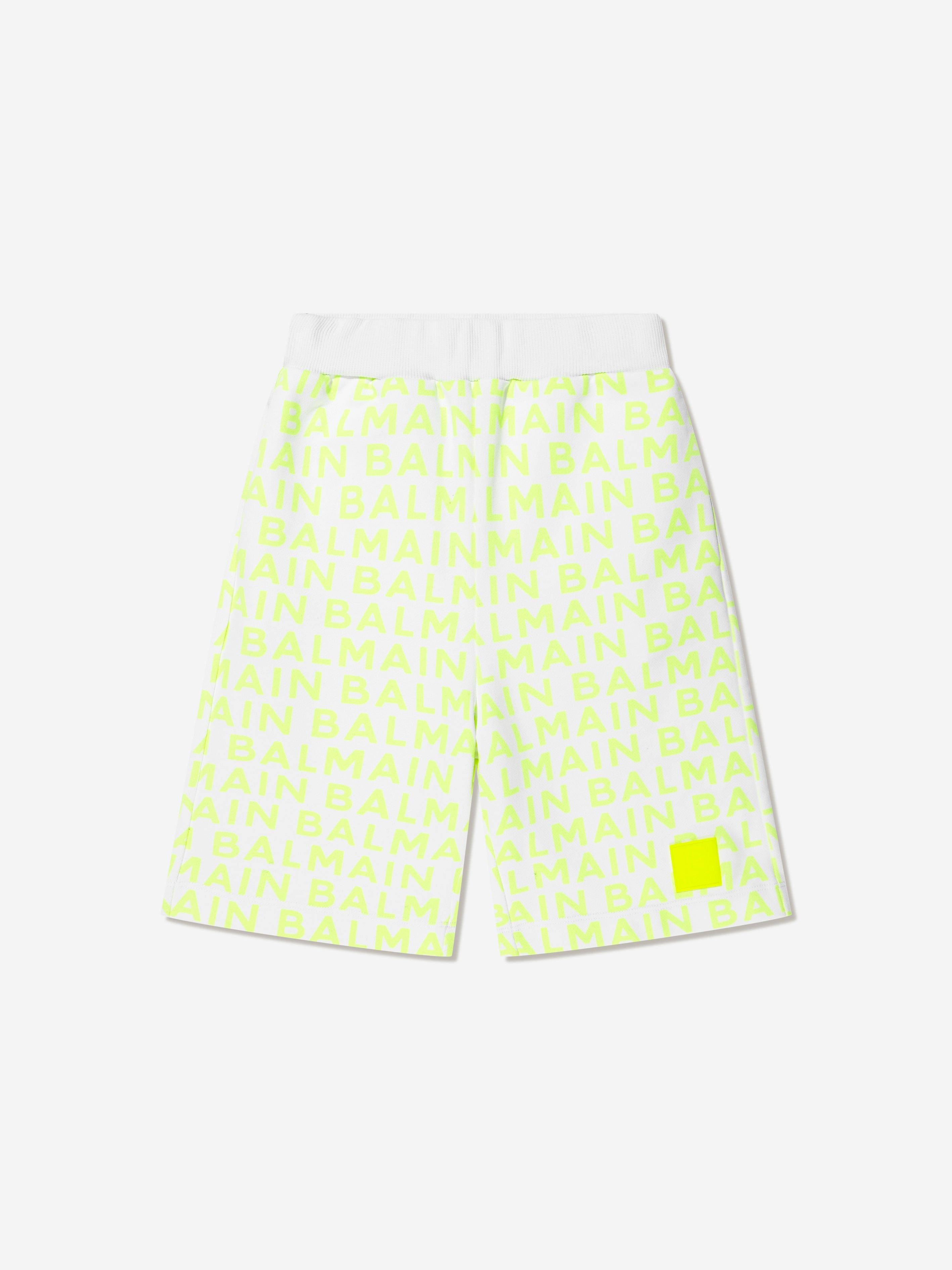 Balmain Boys Logo Jersey Shorts in White Clearance Online