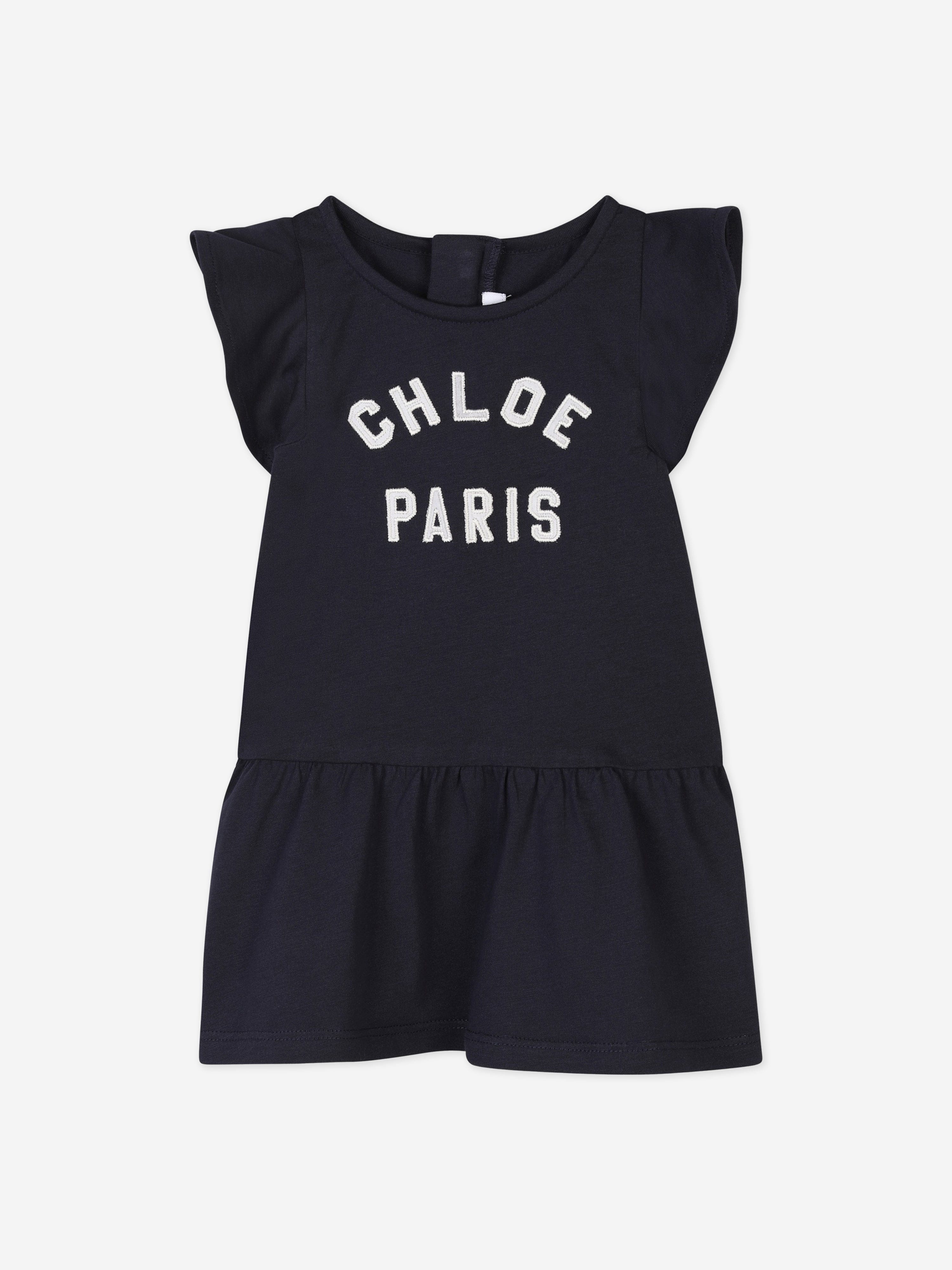 Chlo¨¦ Baby Girls Paris Logo Jersey Dress in Navy Find Great For Sale