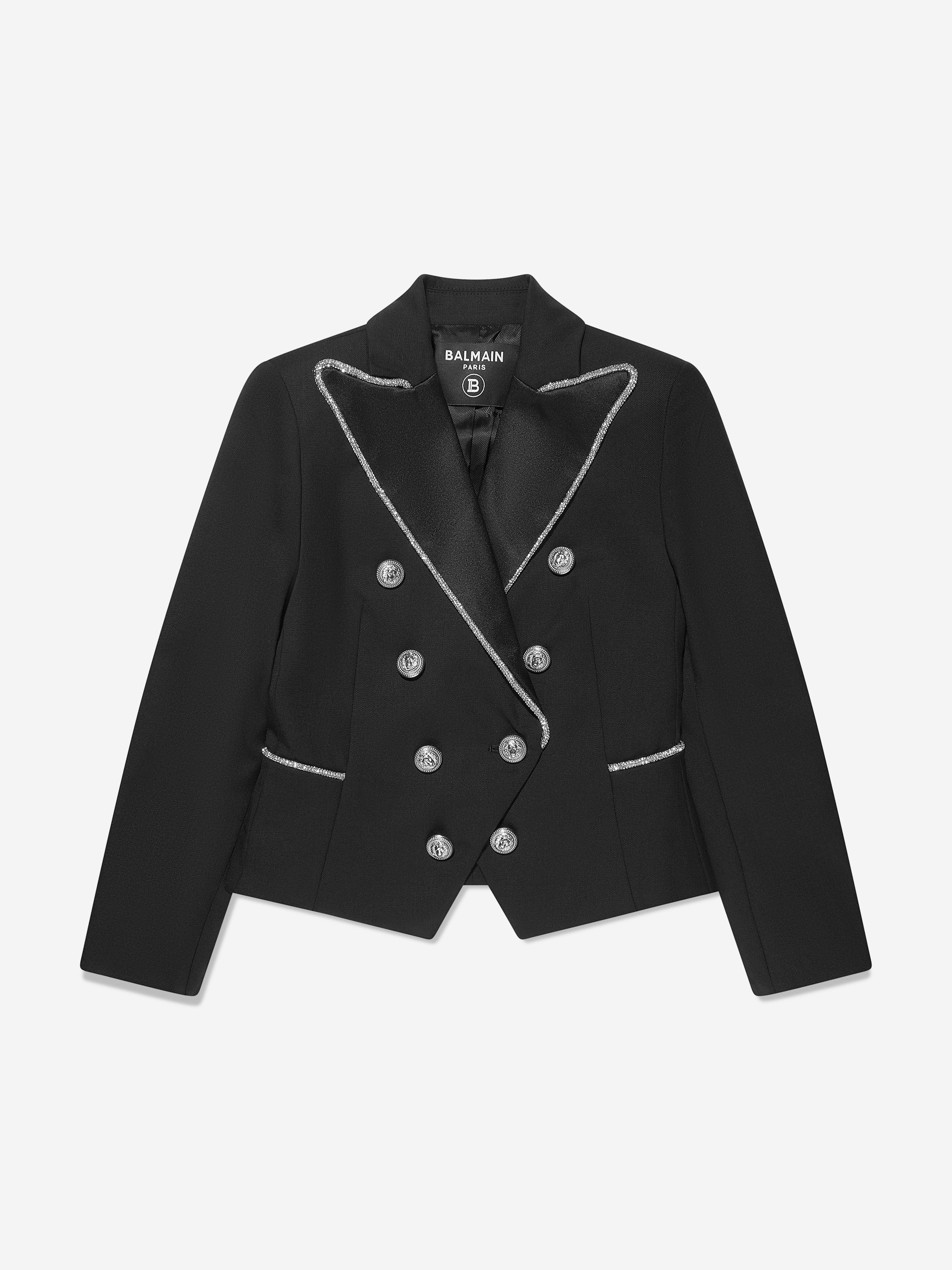 Balmain Girls Wool Suit Jacket in Black Online