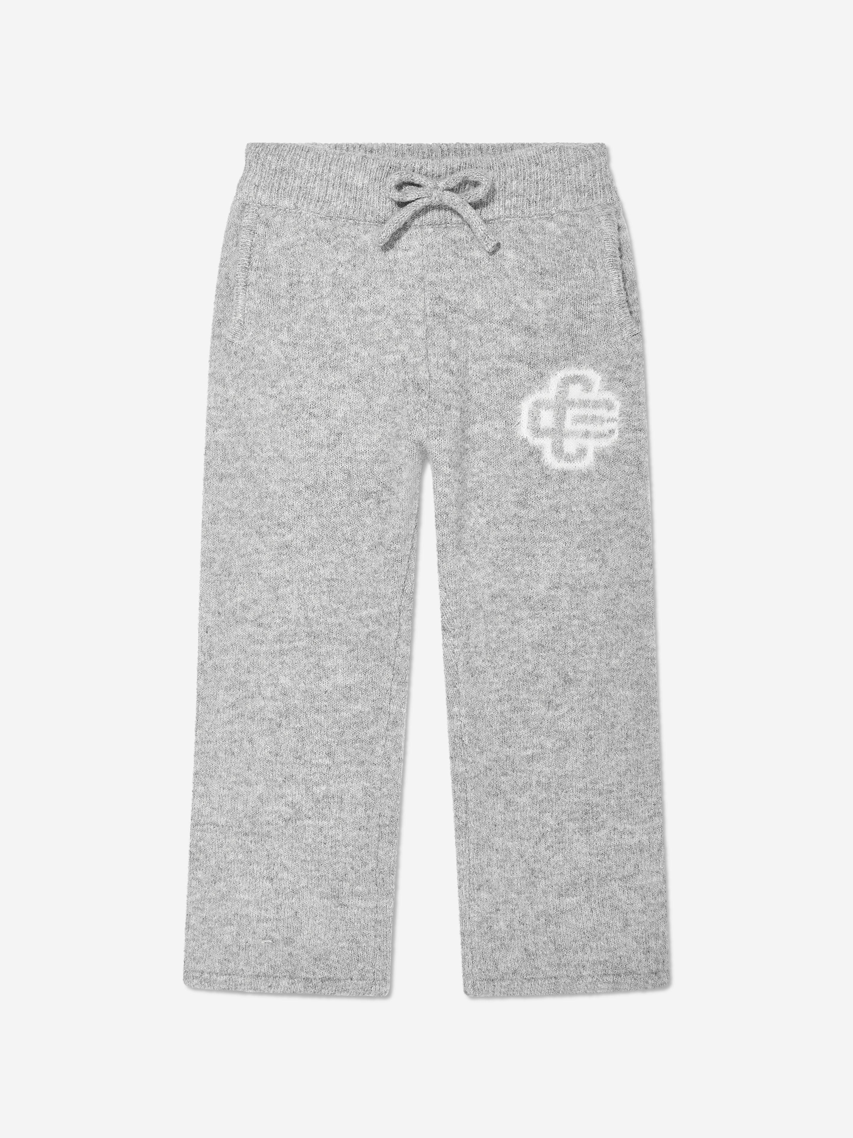 The Couture Club Kids Fluffy Knit Emblem Joggers in Grey Shop For Cheap Online