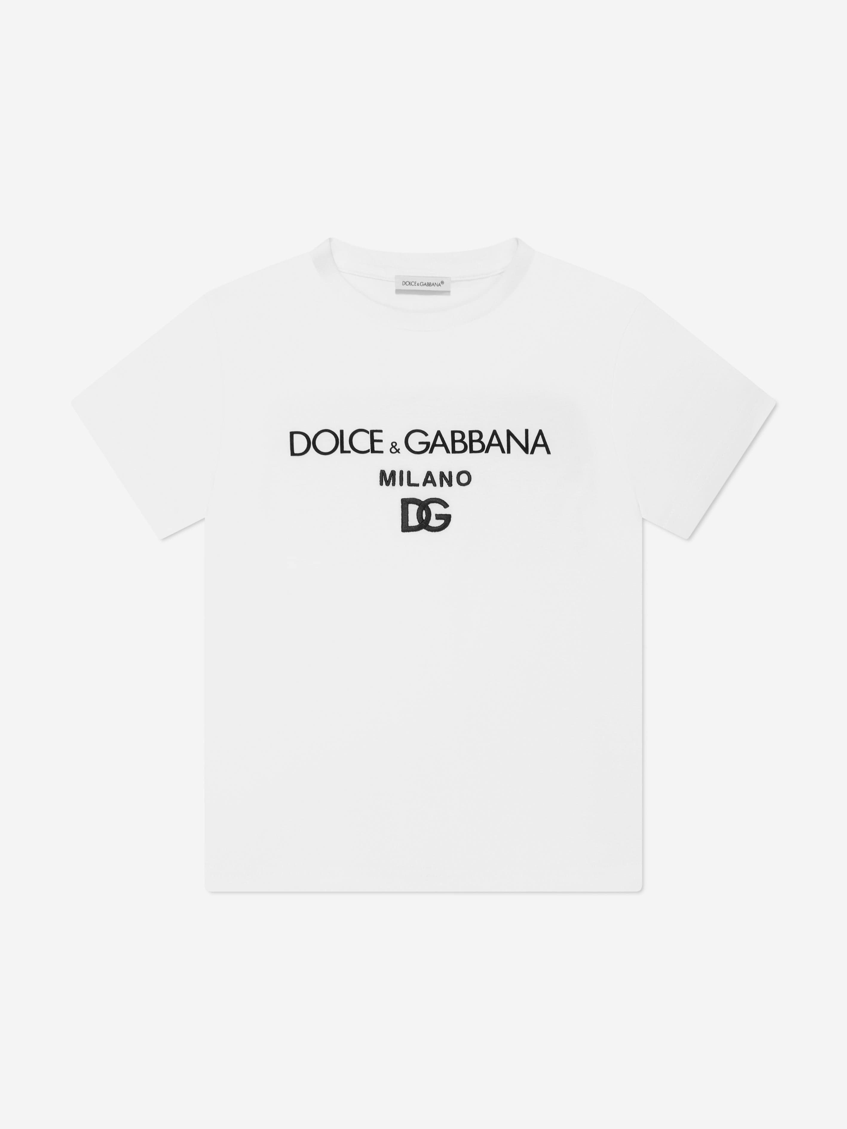 Dolce & Gabbana Boys Logo T-Shirt in White Free Shipping 100% Original