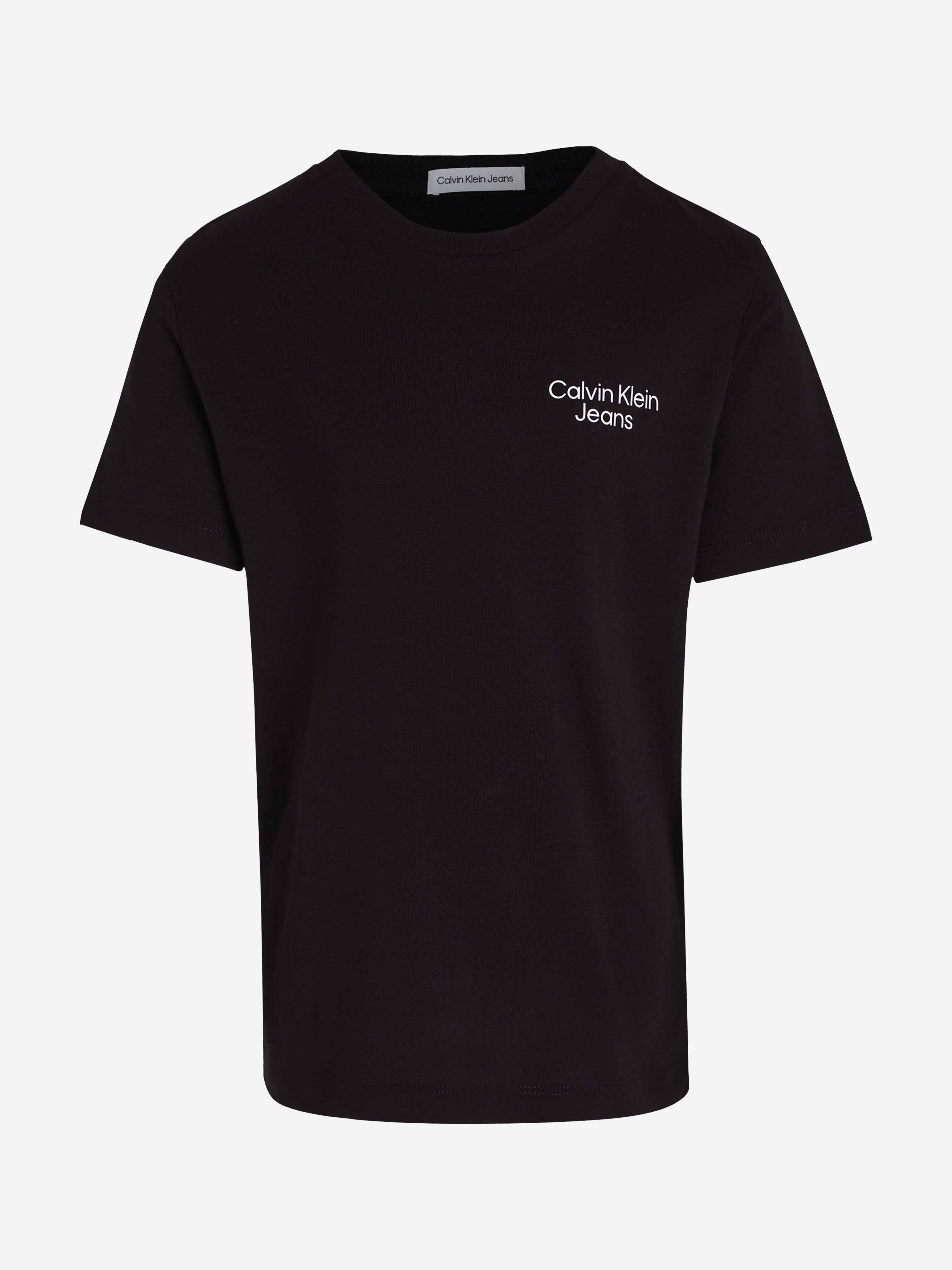 Calvin Klein Boys CKJ Stack Logo T-Shirt in Black Sale Cheapest Pice