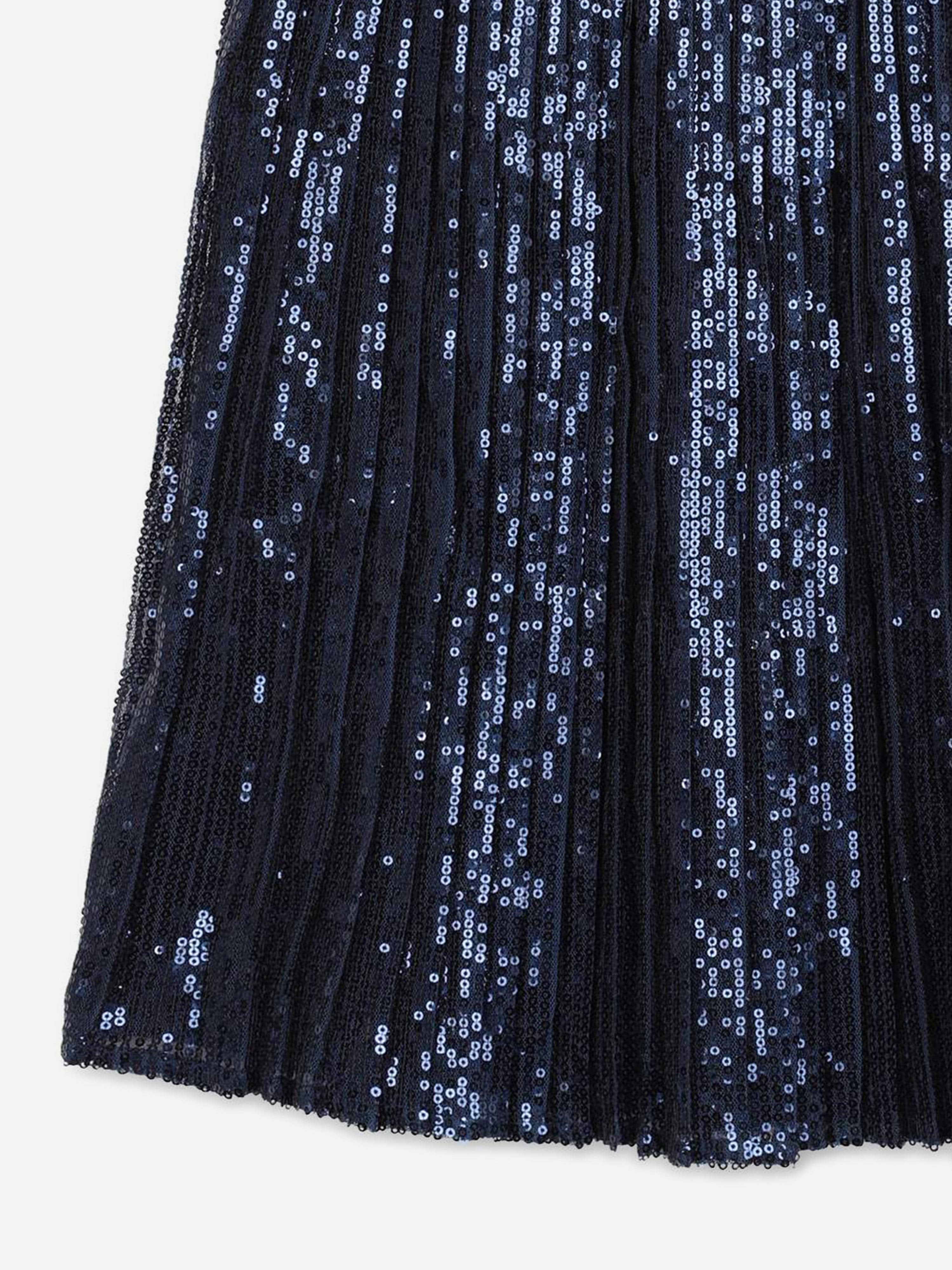 Michael Kors Girls Pleated Sequined Mid-Length Skirt in Navy Outlet Store Locations