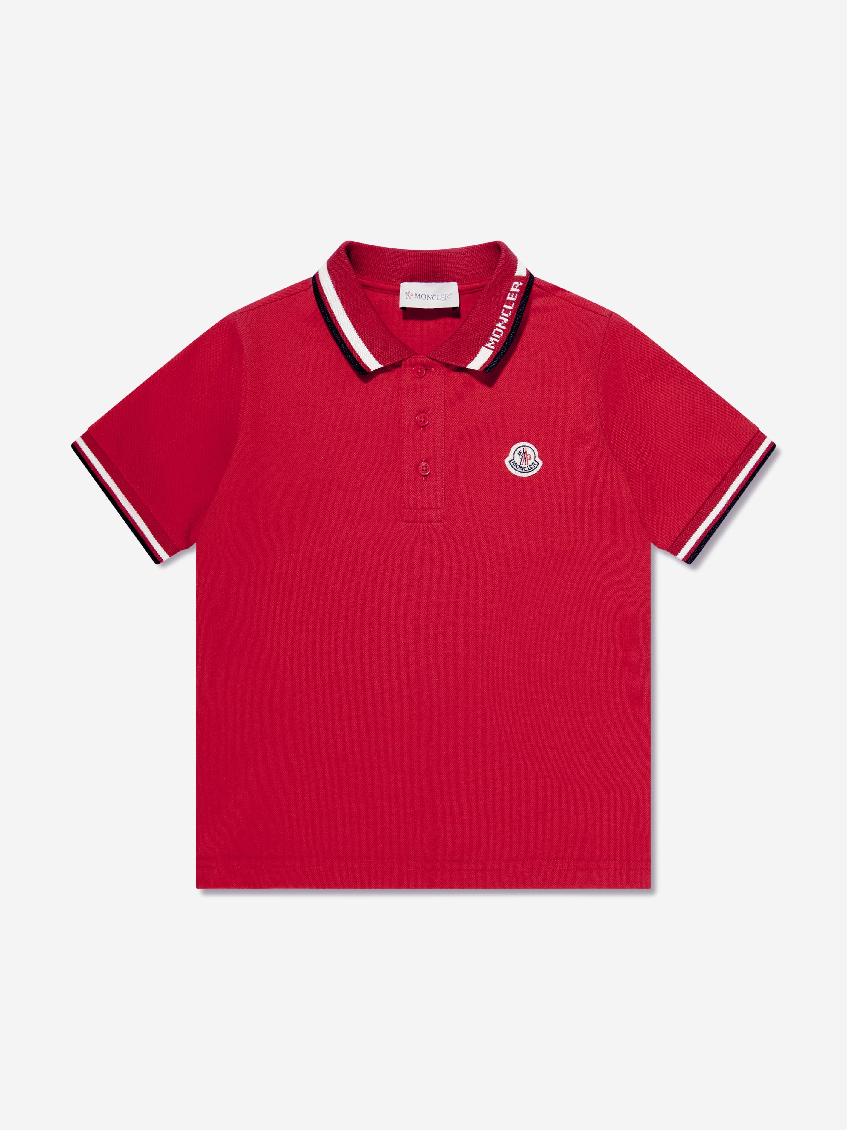Moncler Enfant Boys Logo Polo Shirt in Red Discount Big Discount