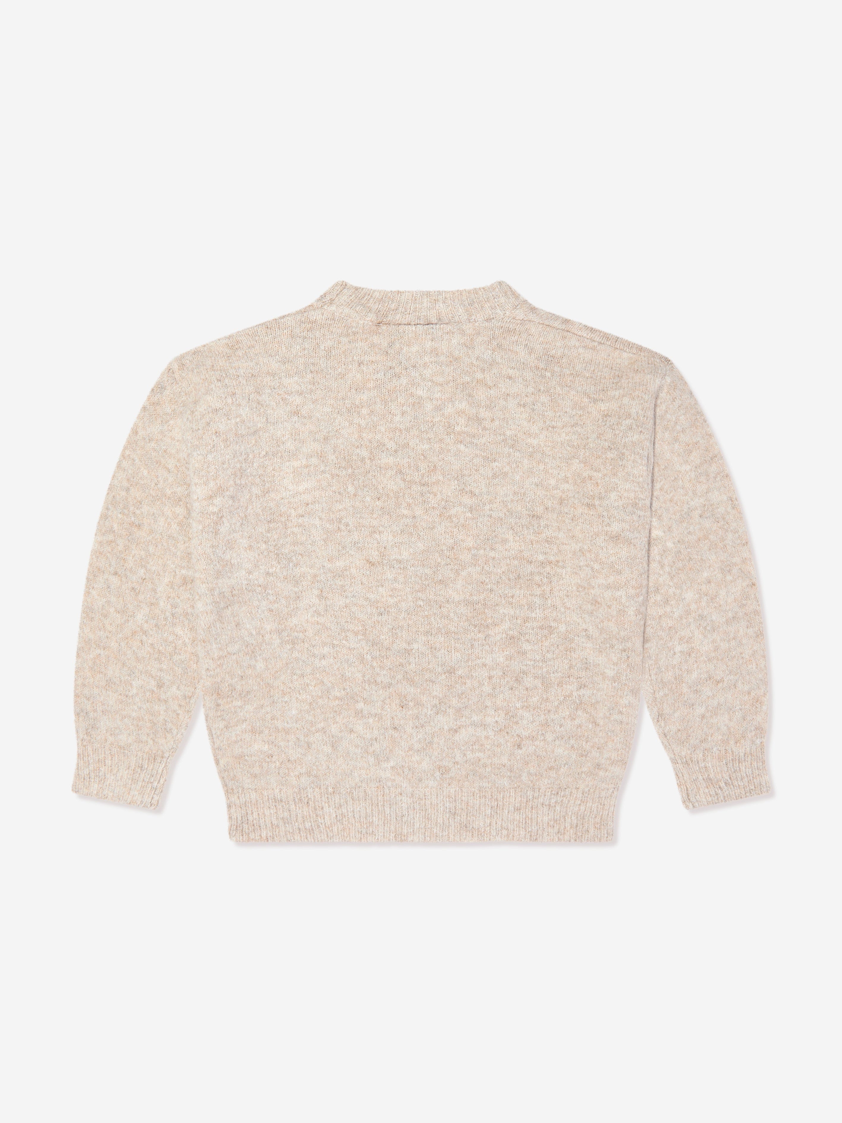 The Couture Club Kids Fluffy Knit Emblem Jumper in Beige Factory Outlet