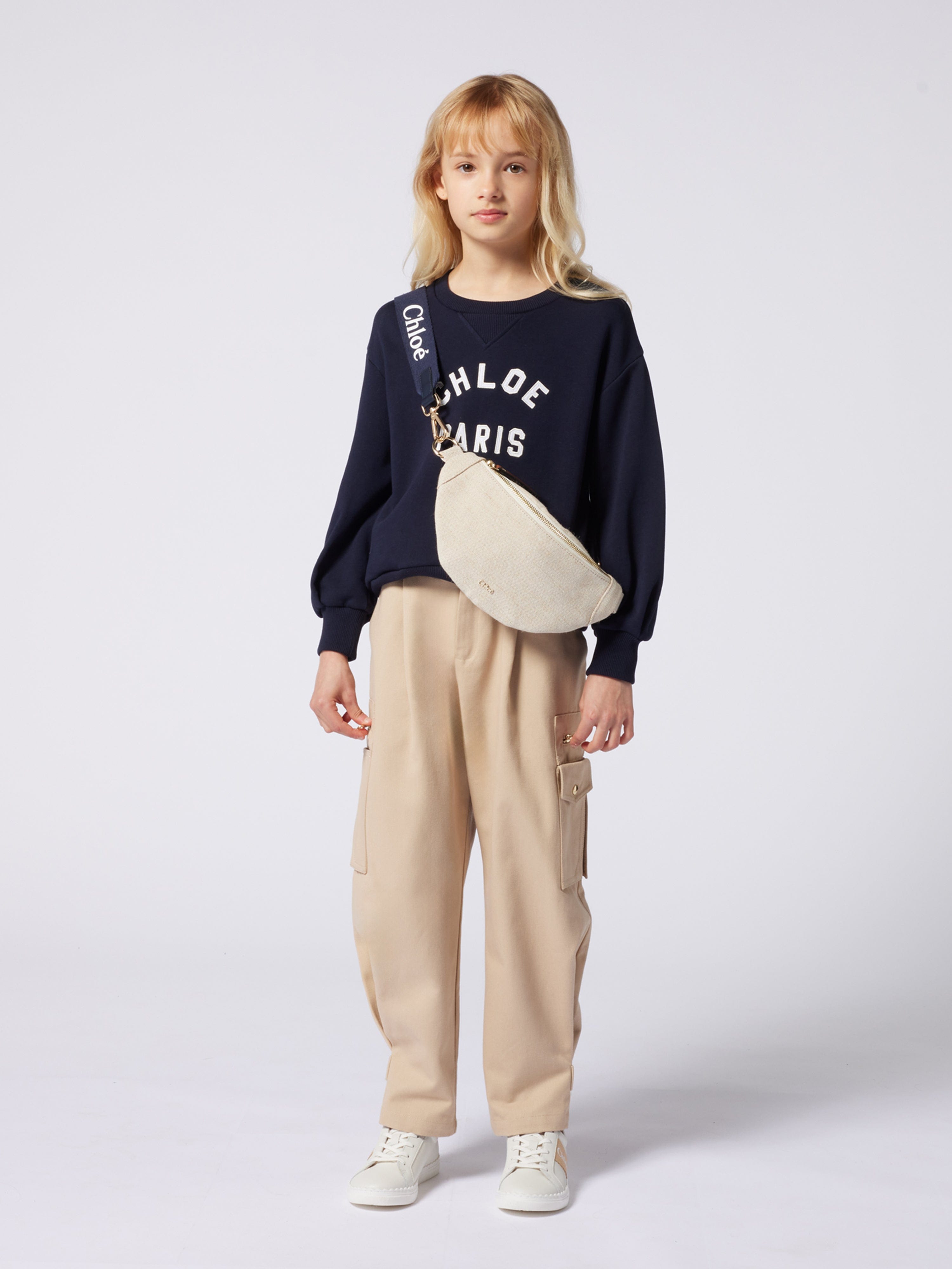 Chlo¨¦ Girls Canvas Belt Bag in Beige (23cm) Classic