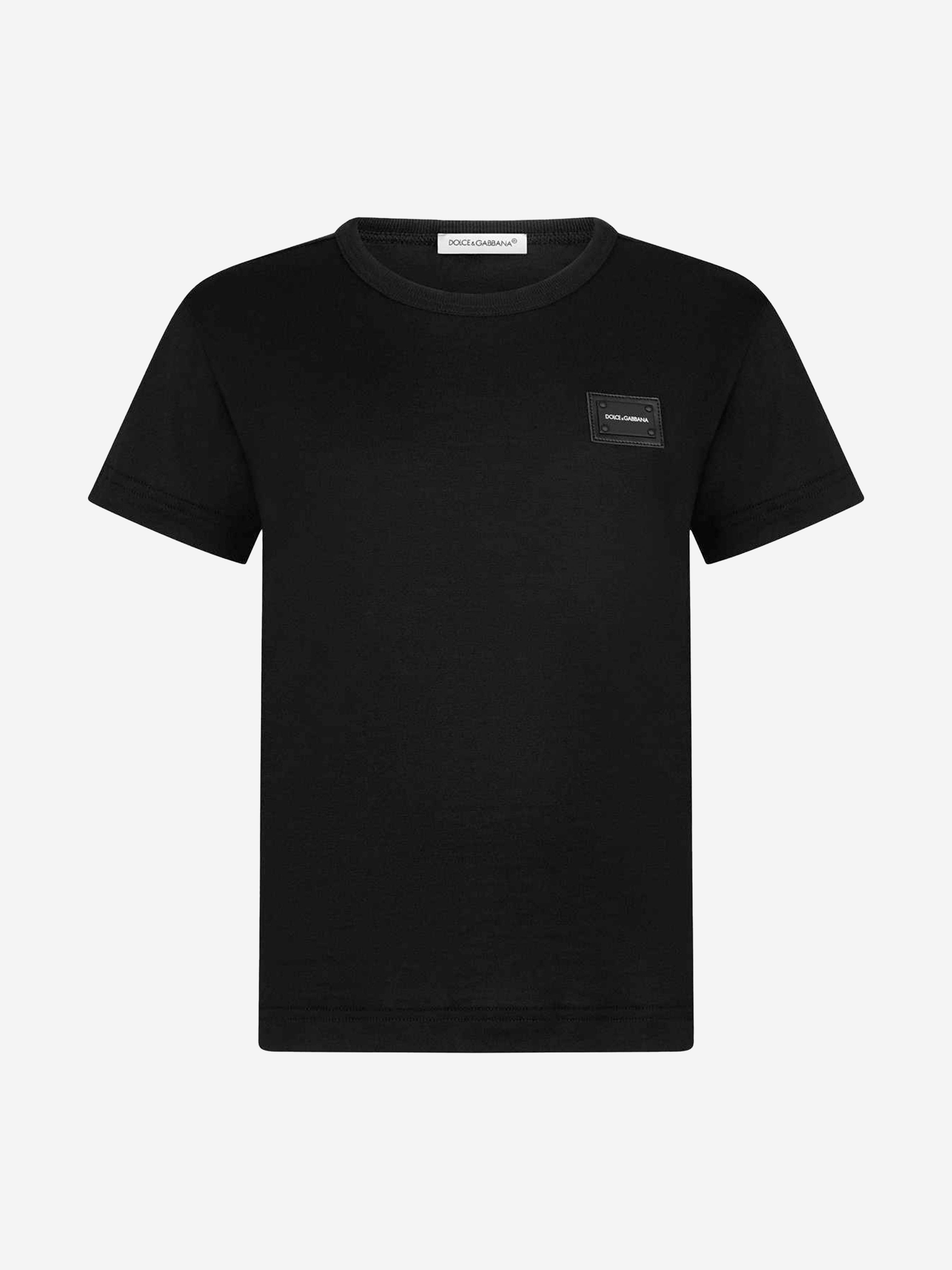 Dolce & Gabbana Boys Cotton Jersey Logo T-Shirt in Black 2025 Newest