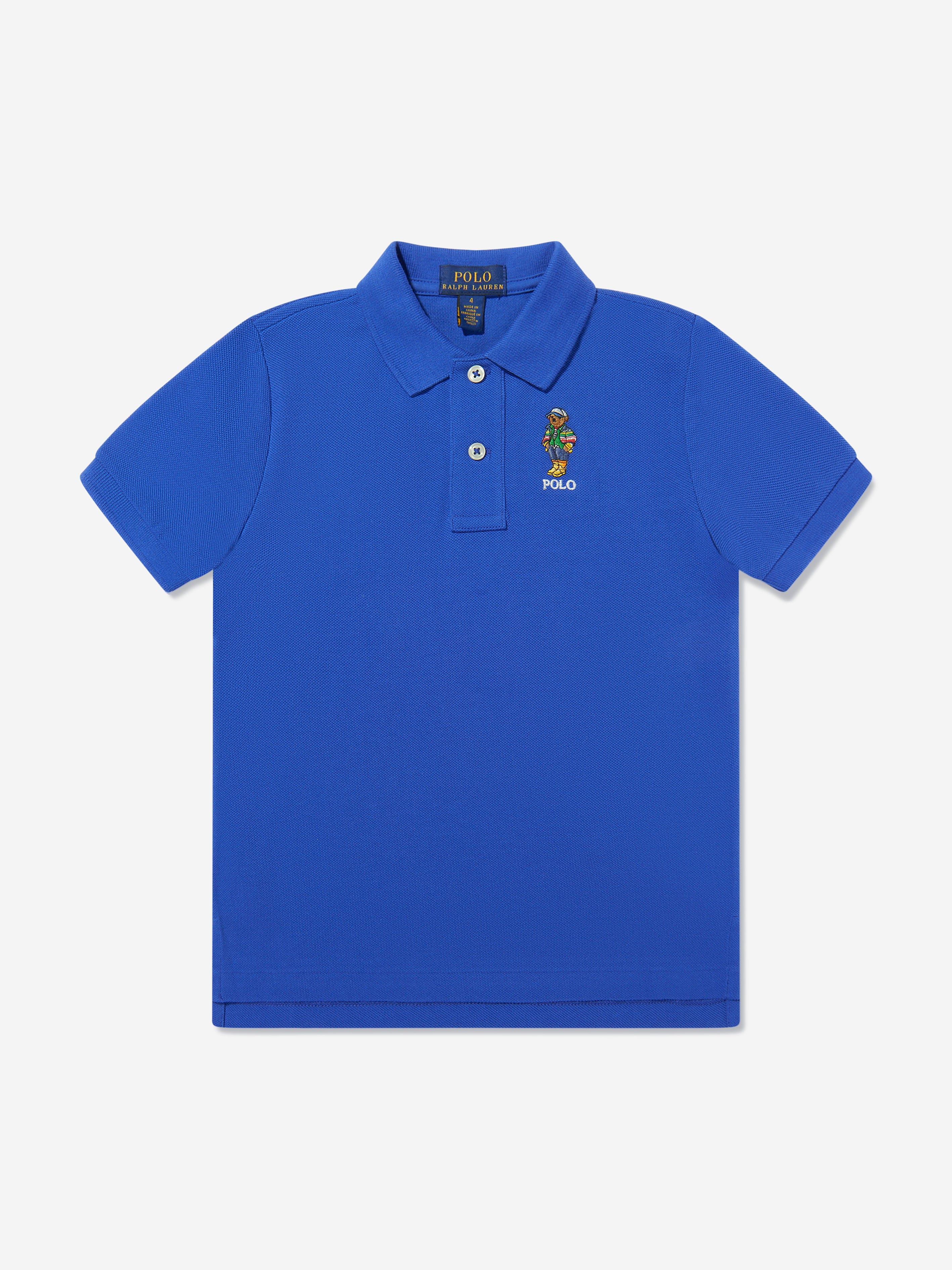 Boys Bear Polo Shirt in Blue Low Cost For Sale