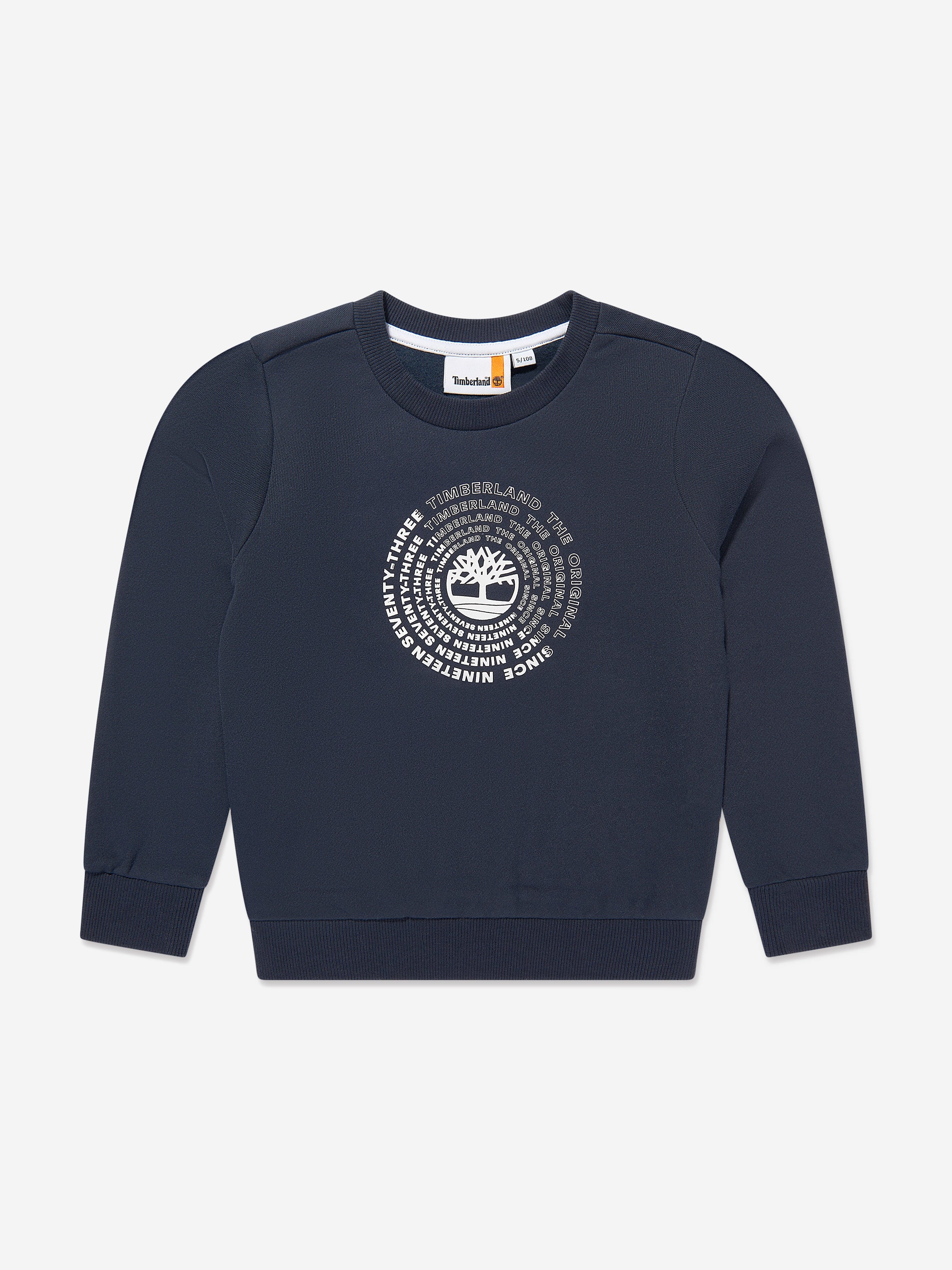 Timberland Boys Logo Print Sweatshirt in Navy Free Shipping Recommend