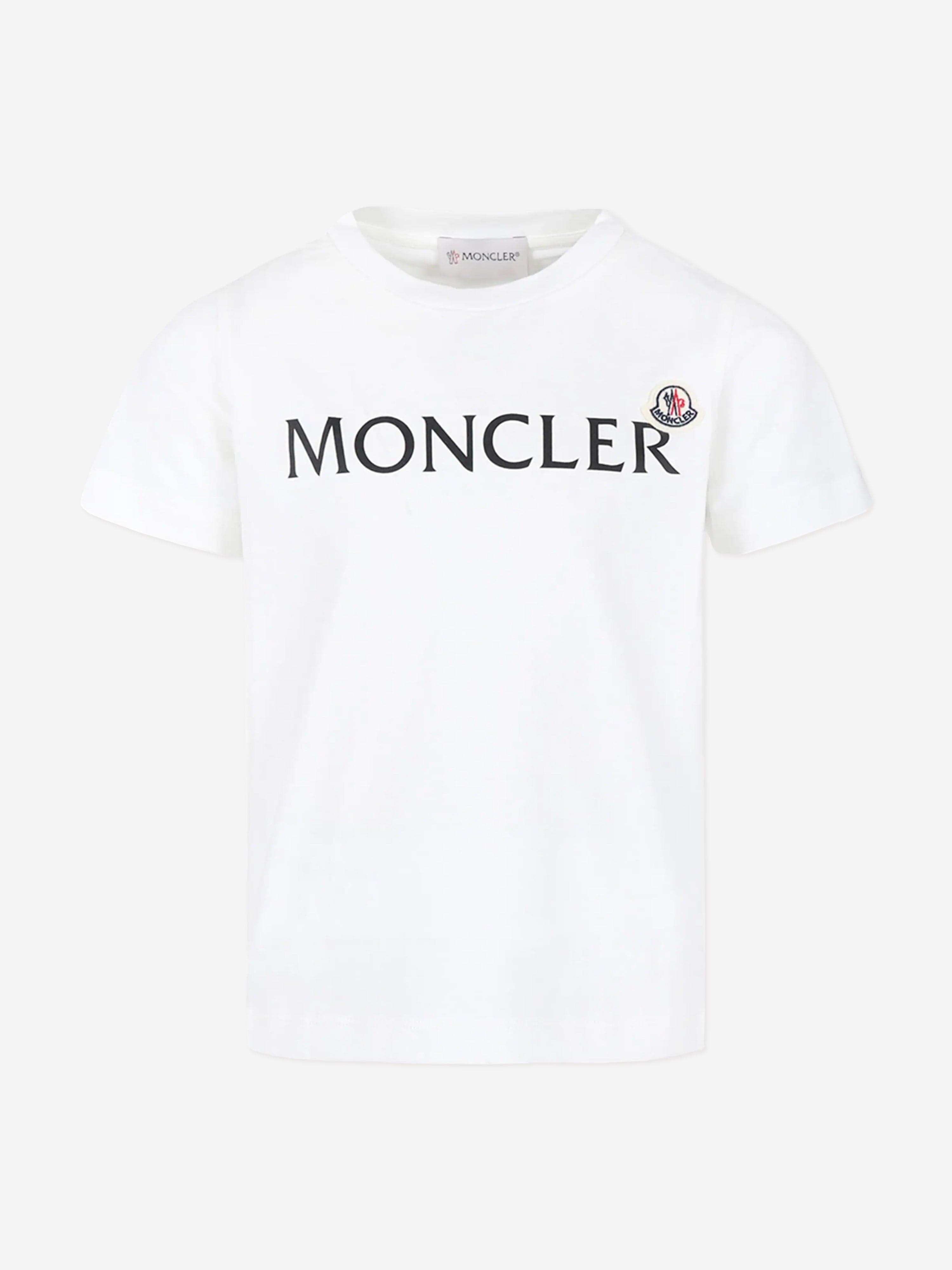 Moncler Enfant Boys Logo T-Shirt in Ivory Sale Official